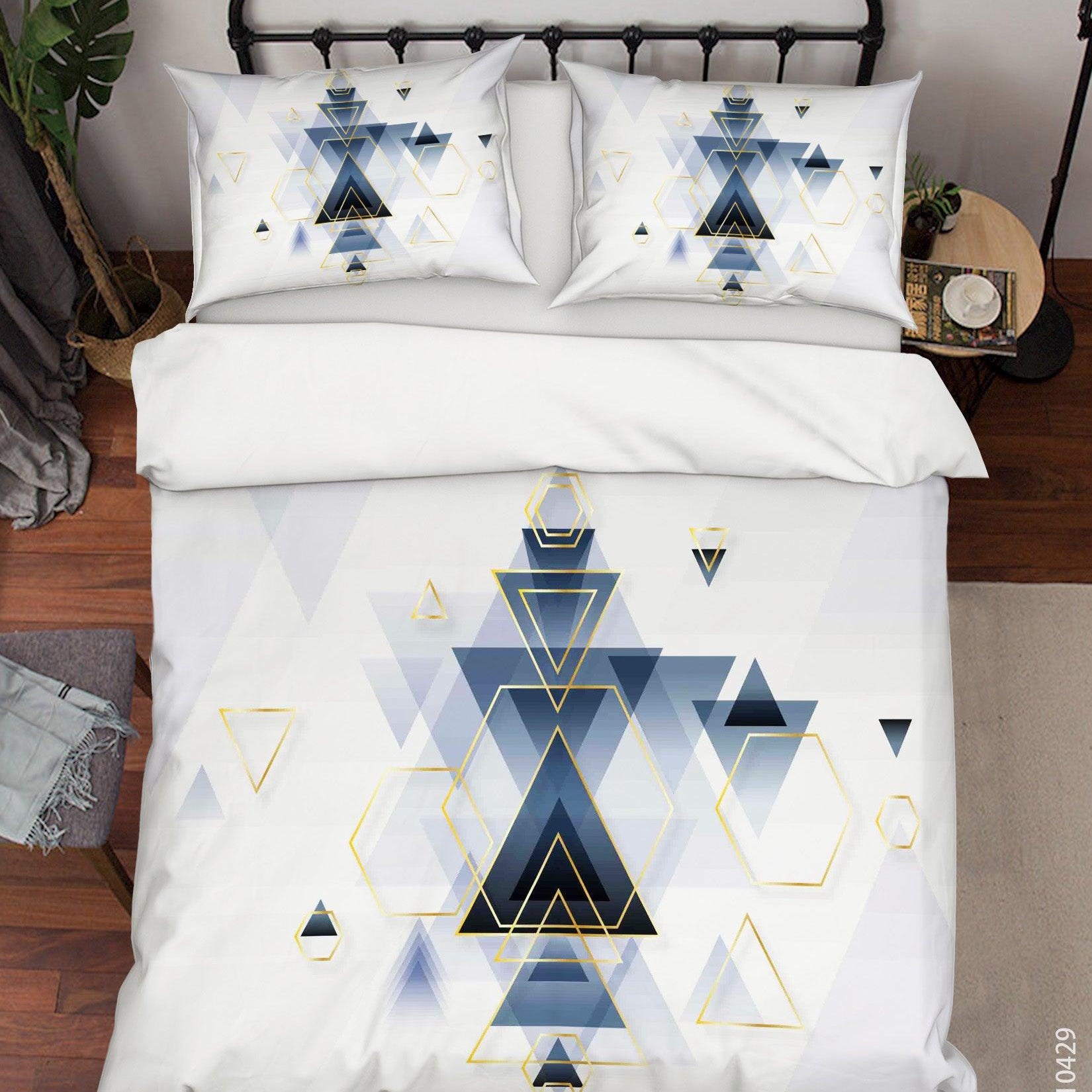 3D Abstract Geometry Triangle Quilt Cover Set Bedding Set Duvet Cover Pillowcases 198- Jess Art Decoration