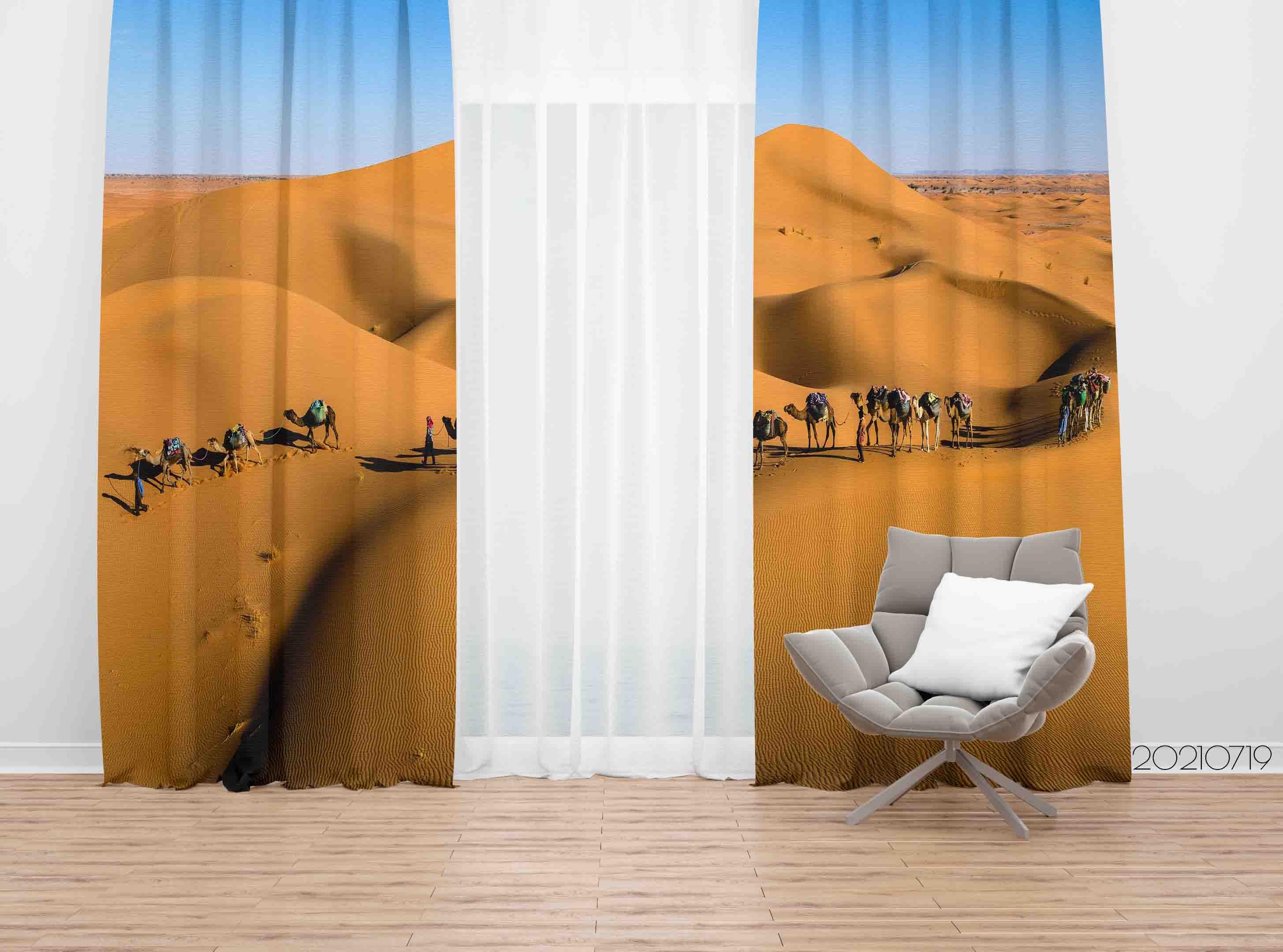 3D Desert Camel Landscape Sky Curtains and Drapes LQH 127- Jess Art Decoration