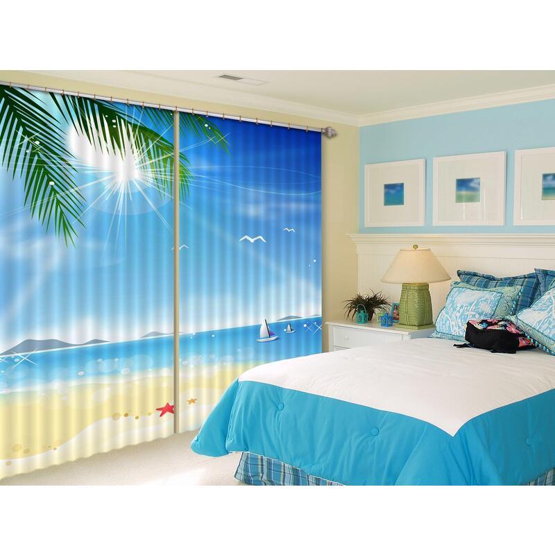 3D Shiny Sea Curtains Drapes- Jess Art Decoration
