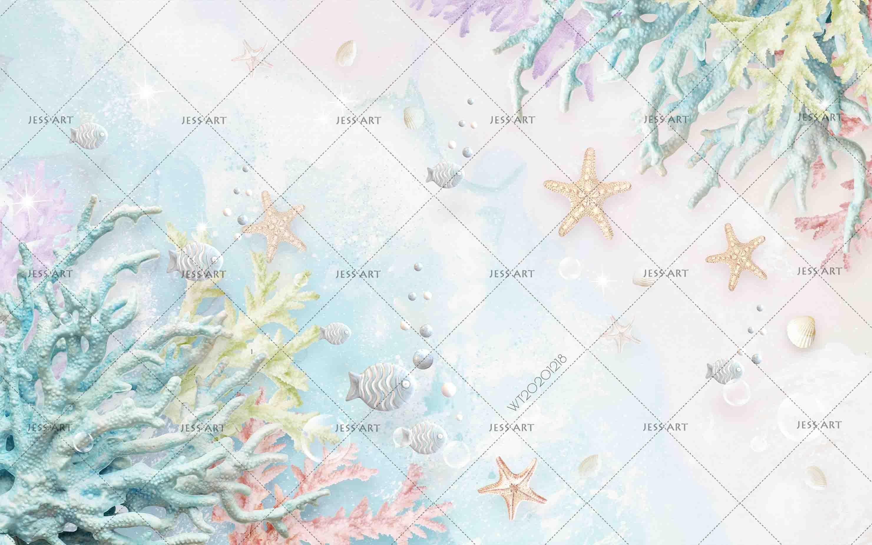 3D Coral Underwater World Wall Mural Wallpaper LQH 186- Jess Art Decoration