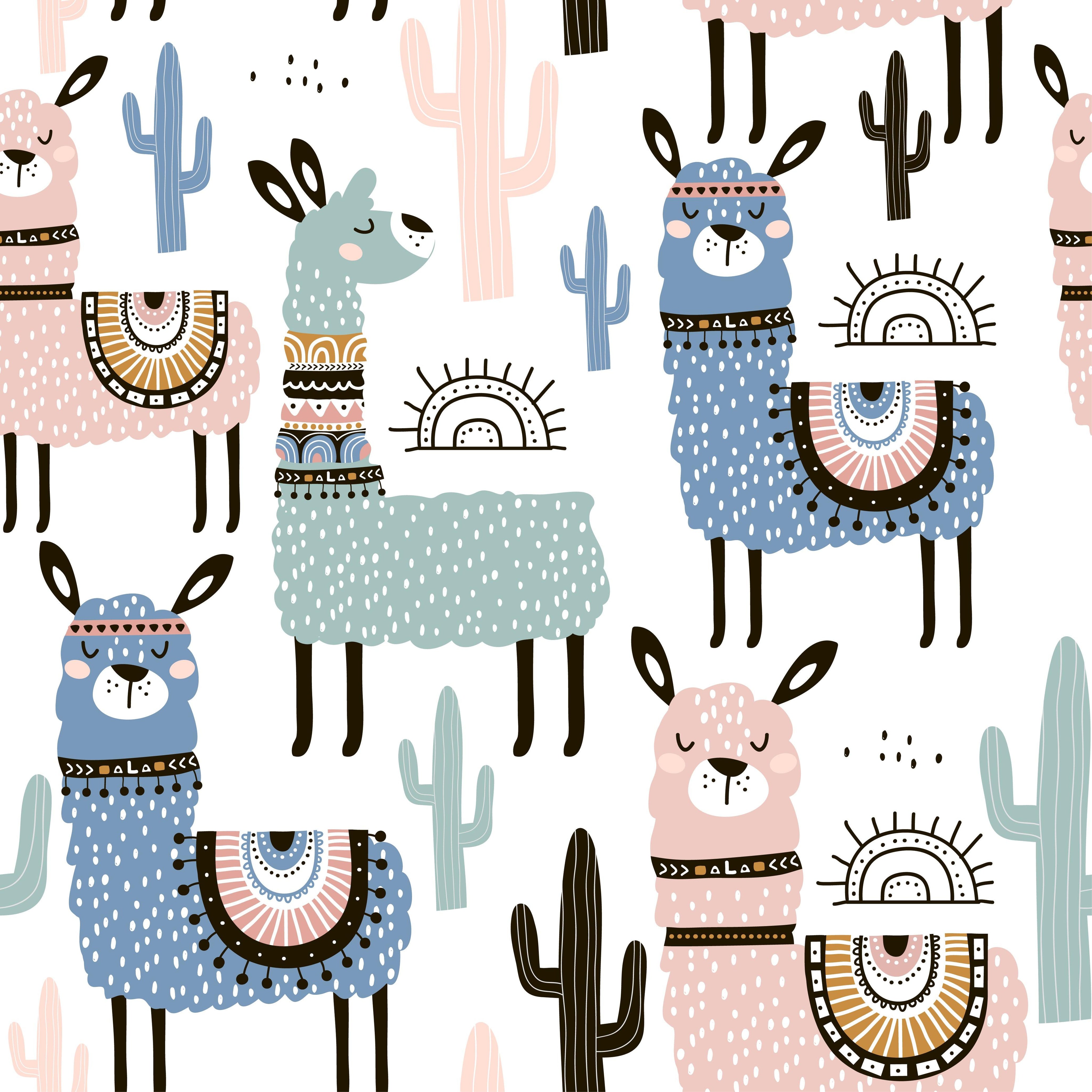 3D Color Cartoon Alpaca Wall Mural Wallpaper 11- Jess Art Decoration