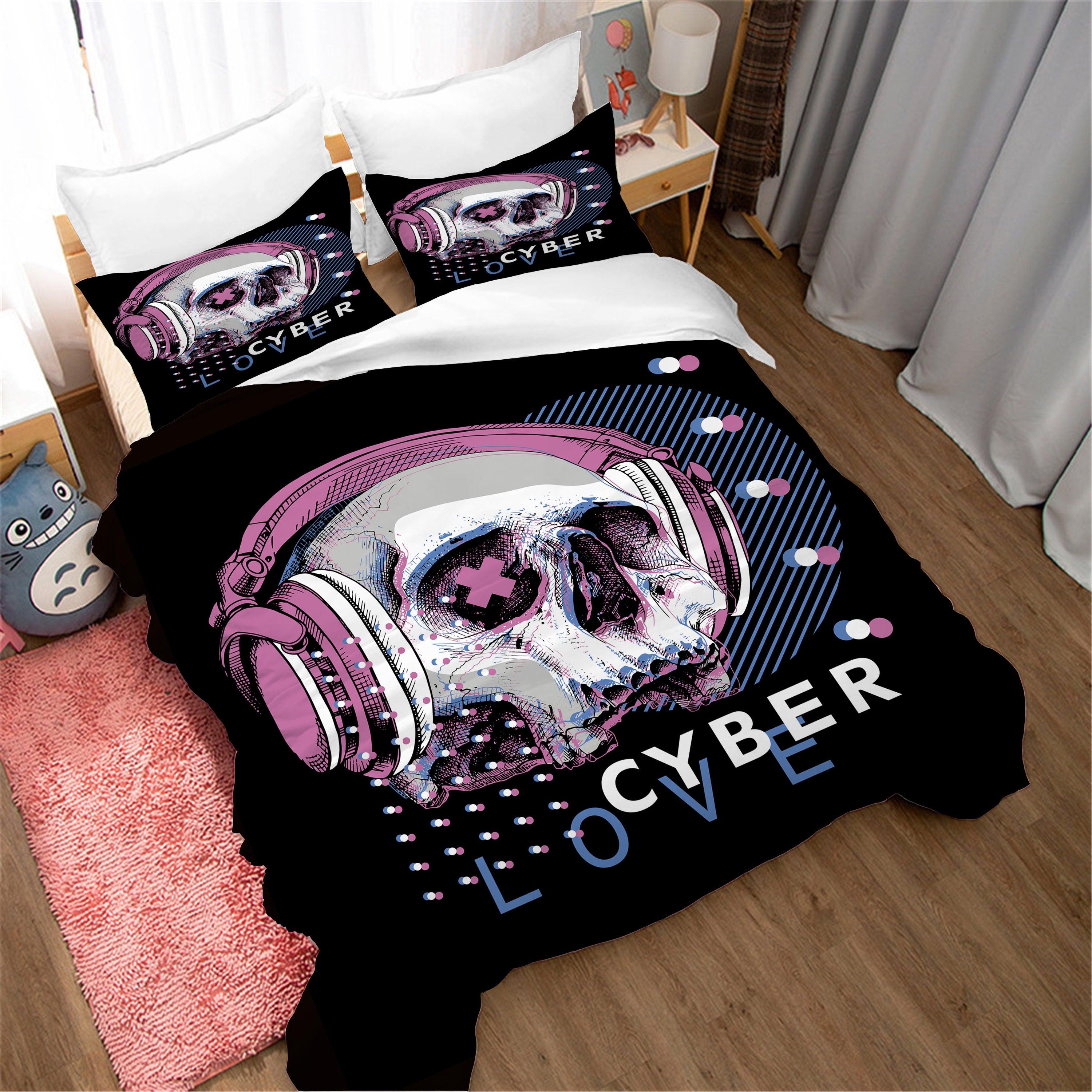 3D Skeleton Music Quilt Cover Set Bedding Set Duvet Cover Pillowcases 12- Jess Art Decoration