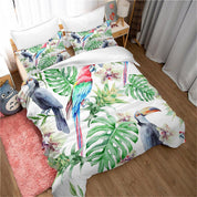 3D Tropical Banana Leaf Bird Quilt Cover Set Bedding Set Duvet Cover Pillowcases 102- Jess Art Decoration