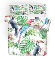 3D Tropical Banana Leaf Bird Quilt Cover Set Bedding Set Duvet Cover Pillowcases 102- Jess Art Decoration