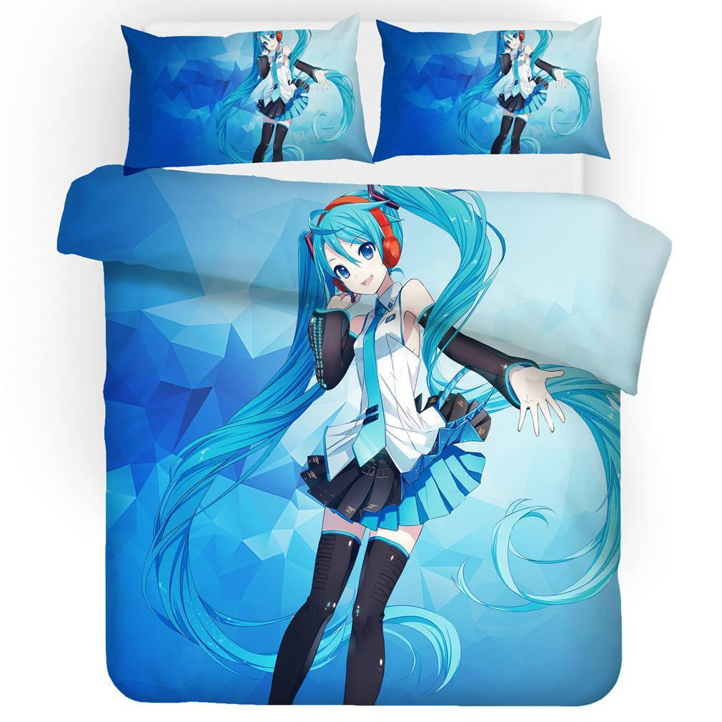 3D Hatsune Miku Quilt Cover Set Bedding Set Pillowcases 34- Jess Art Decoration