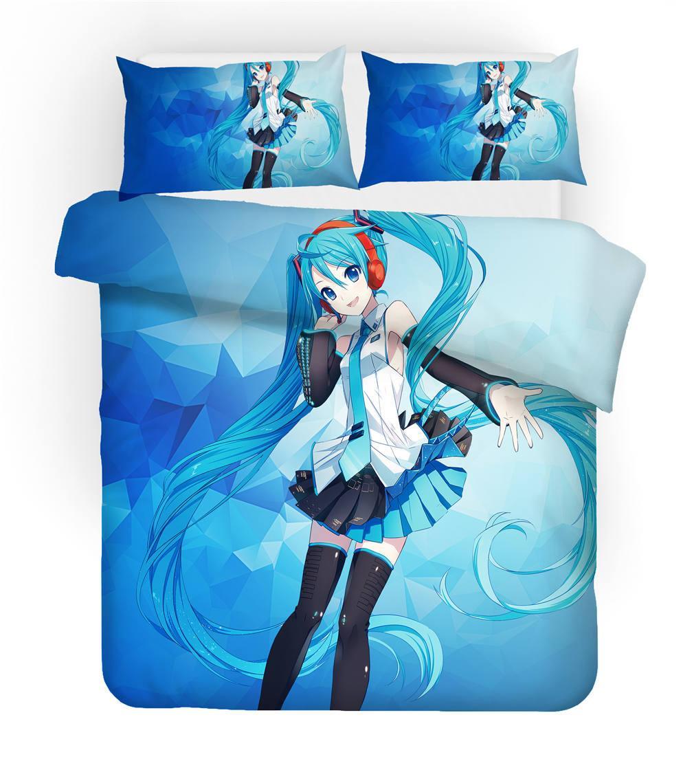 3D Hatsune Miku Quilt Cover Set Bedding Set Pillowcases 34- Jess Art Decoration