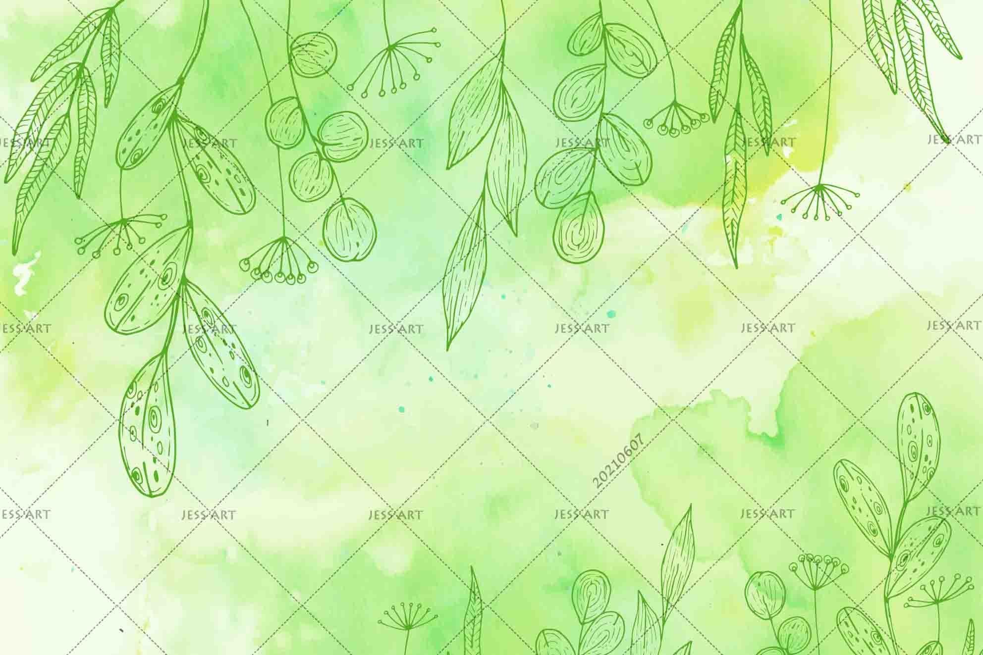 3D Hand-painted Plant Leaf Light Green Wall Mural Wallpaper SWW1033- Jess Art Decoration