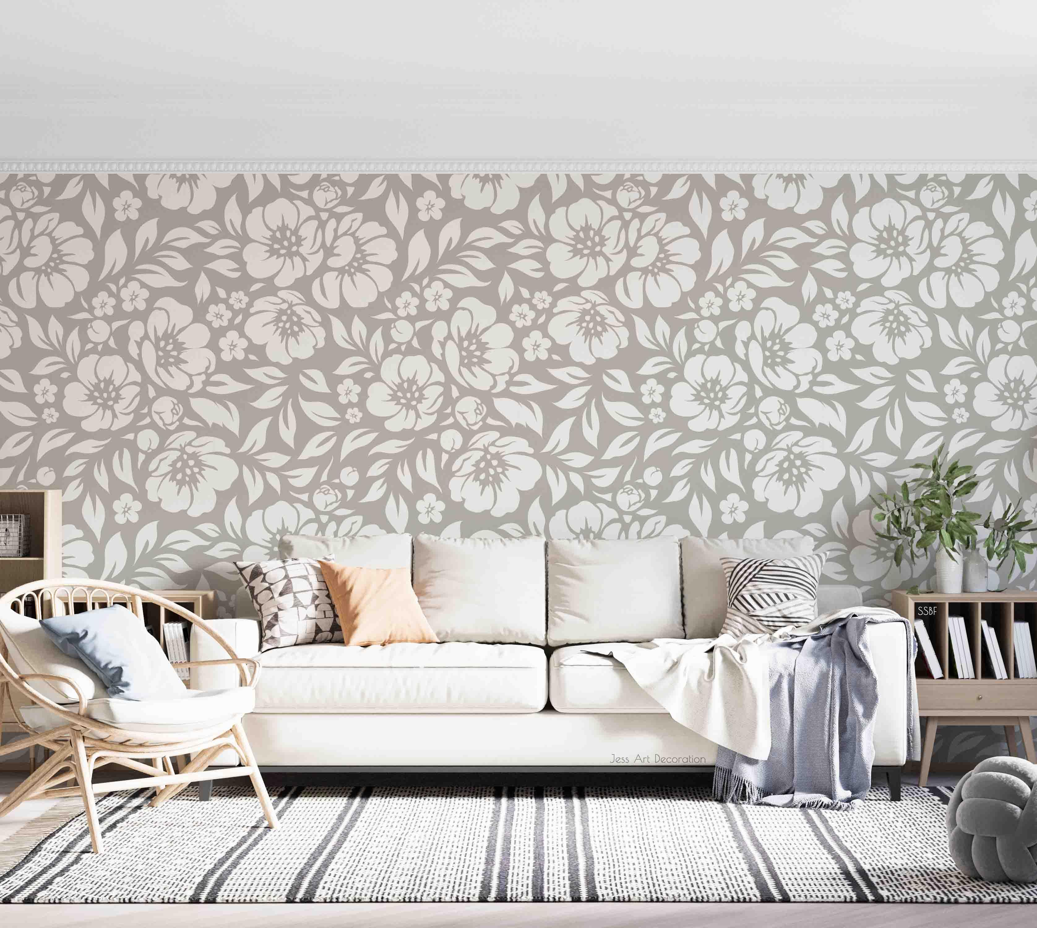 3D Vintage Grey Floral Background Wall Mural Wallpaper GD 3565- Jess Art Decoration