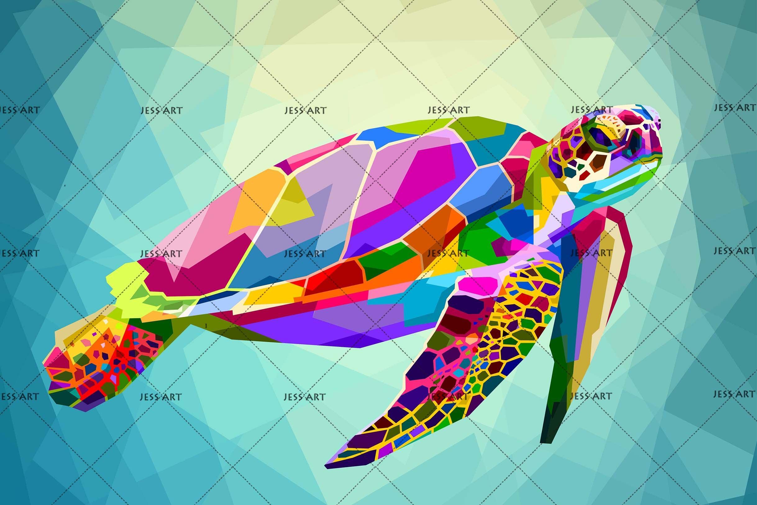 3D Abstract Color Tortoise Wall Mural Wallpaper A006 LQH- Jess Art Decoration