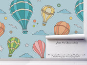 3D Blue Hot Air Balloon Wall Mural Wallpaper SF87- Jess Art Decoration