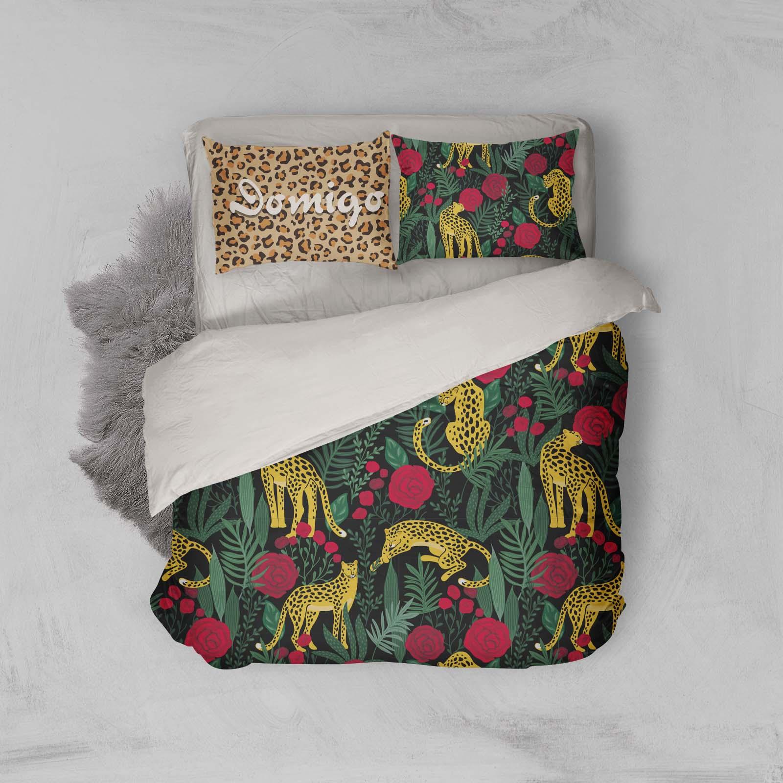 3D Leopard Green Leaves Quilt Cover Set Bedding Set Pillowcases 31- Jess Art Decoration