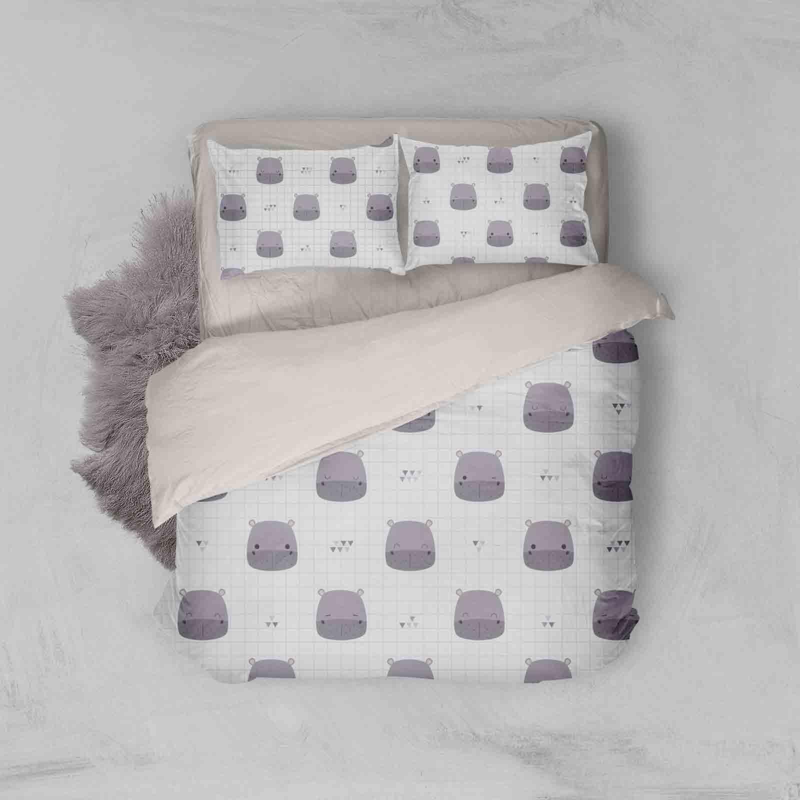 3D Hippopotamus Pattern Quilt Cover Set Bedding Set Pillowcases 161- Jess Art Decoration