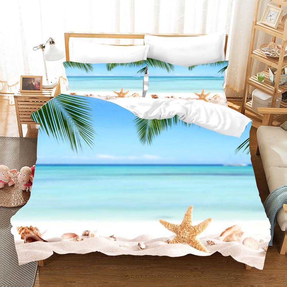 3D Blue Sea Beach Starfish Quilt Cover Set Bedding Set Pillowcases 45- Jess Art Decoration