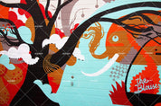 3D Abstract Cartoon Freehand Sketching Tree Elephant Wall Mural Wallpaper ZY D37- Jess Art Decoration