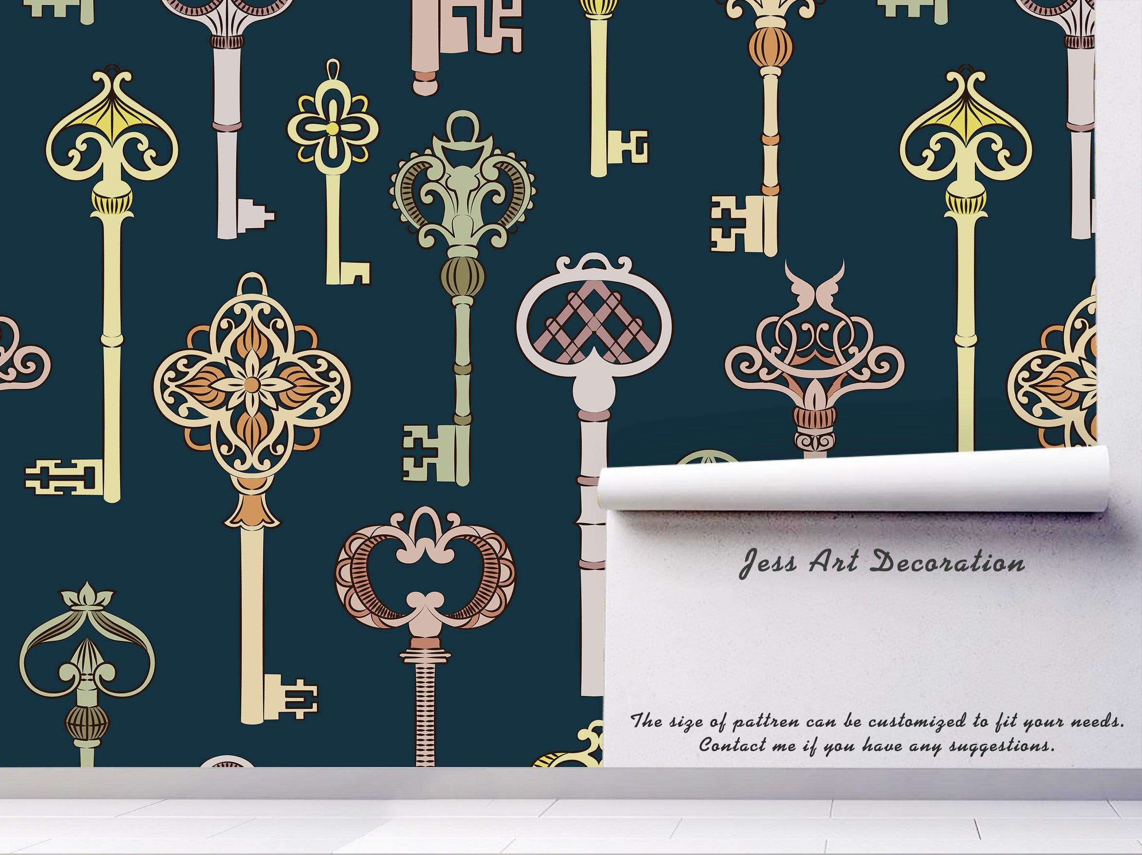 3D Retro Metal Key Pattern Wall Mural Wallpaper 44- Jess Art Decoration