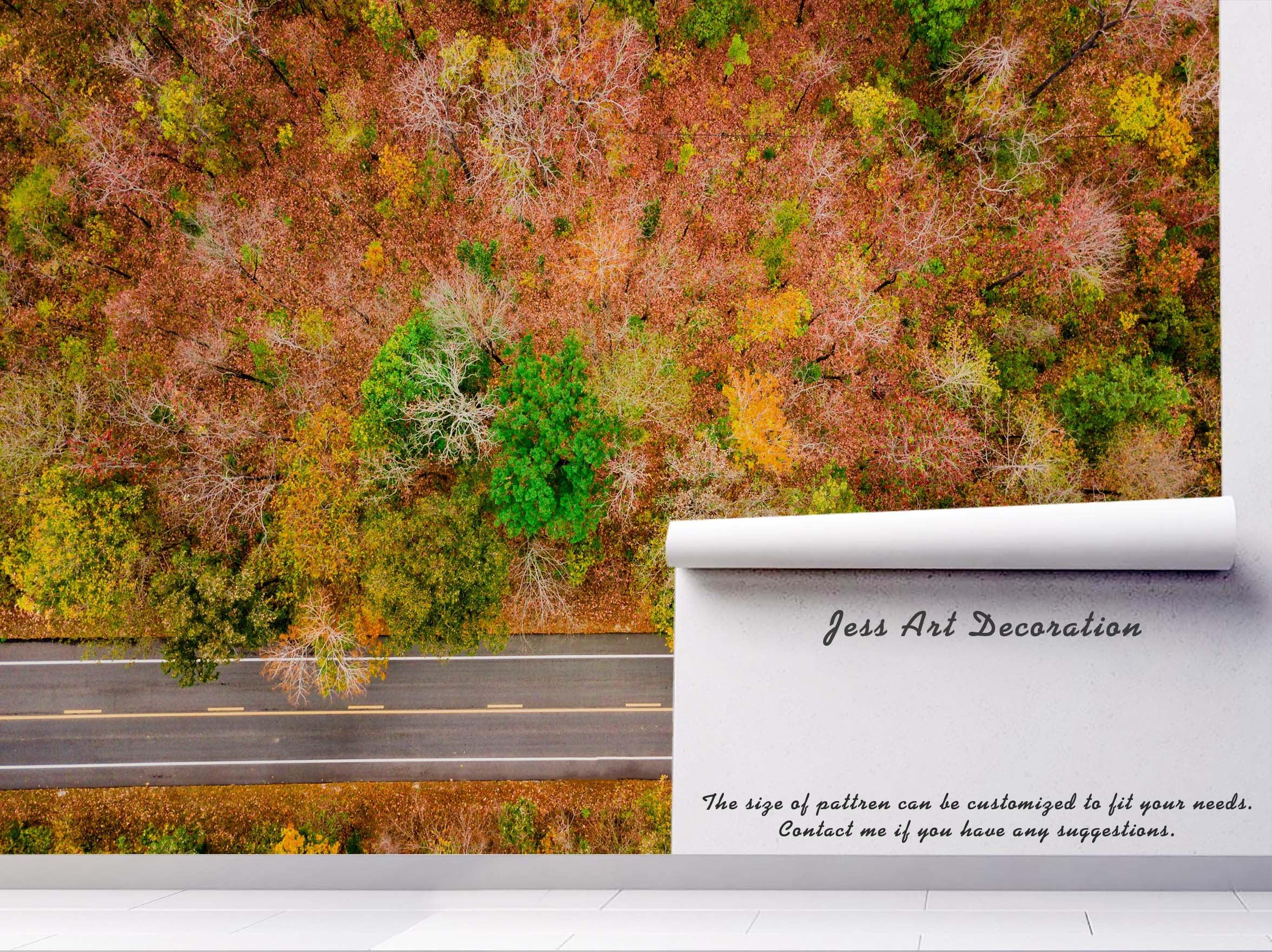 3D Forest Highway Fall Wall Mural Wallpaper 2- Jess Art Decoration
