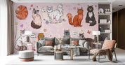 3D Northern Europe Hand-painted Cartoon Cat Wall Mural Wallpaper SWW4920- Jess Art Decoration