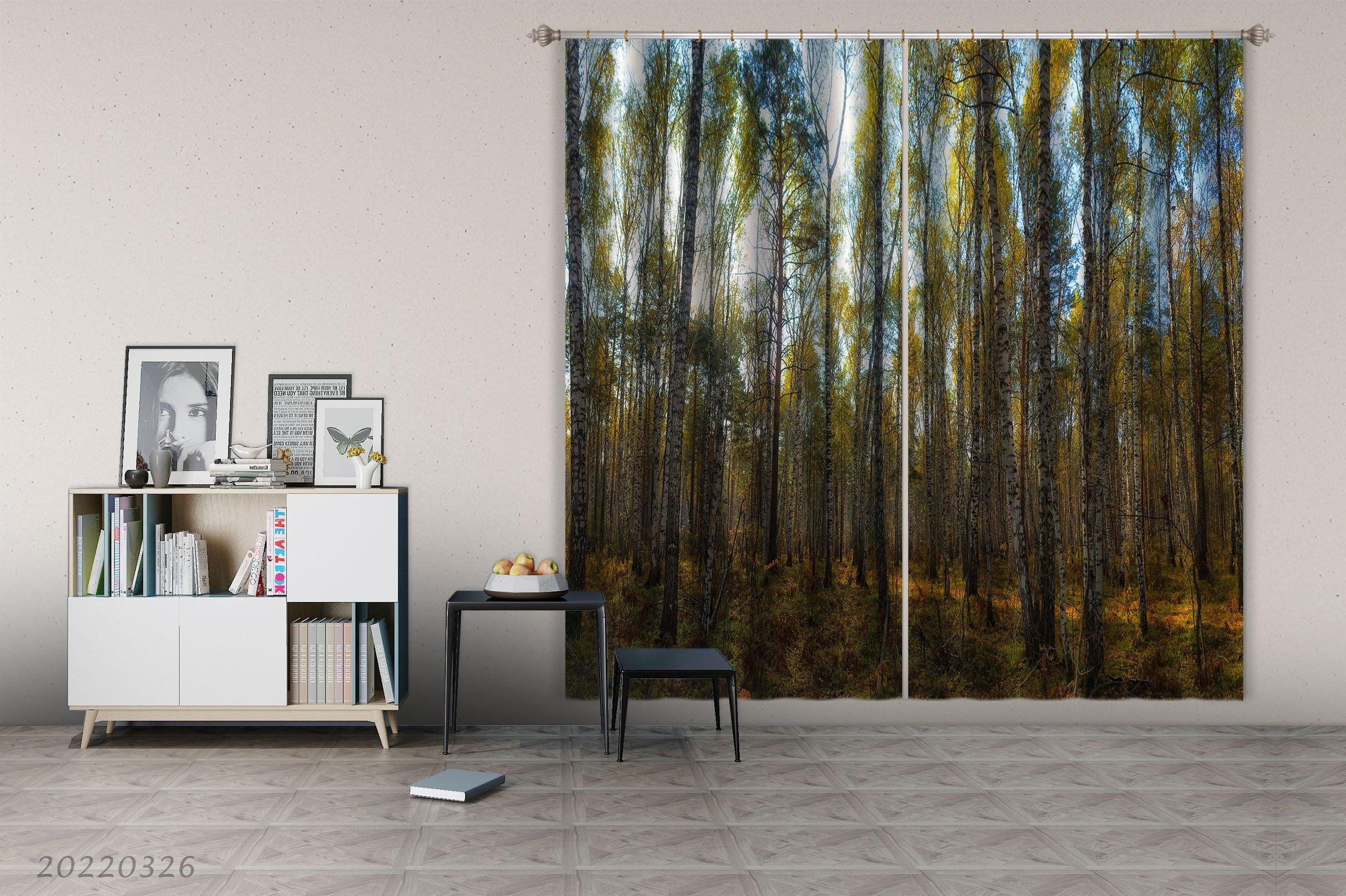 3D Nature Woods Sunbeams Trees Curtains and Drapes GD 2891- Jess Art Decoration