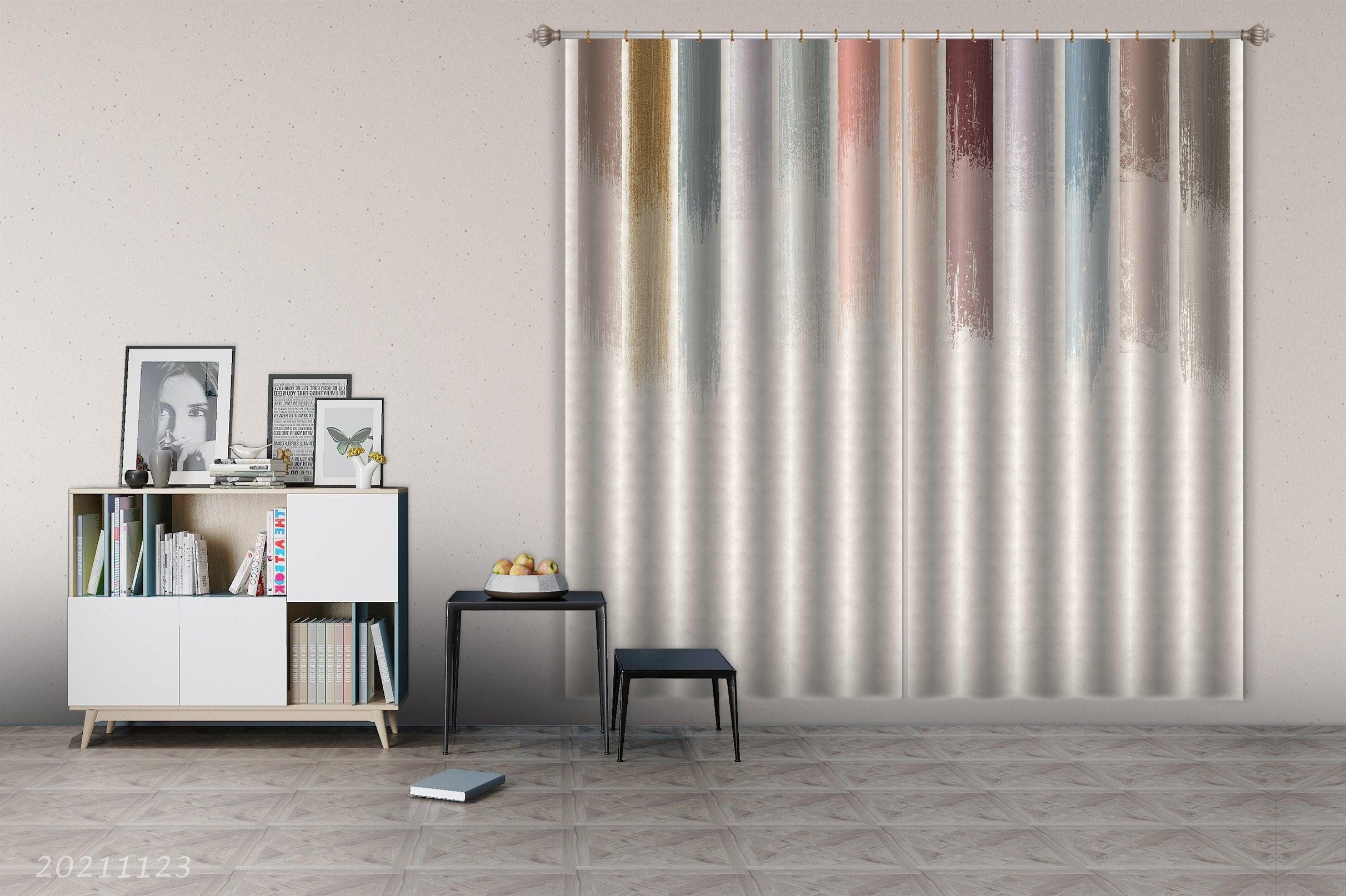3D Abstract Color Vertical Bar Graffiti Curtains and Drapes LQH 3- Jess Art Decoration