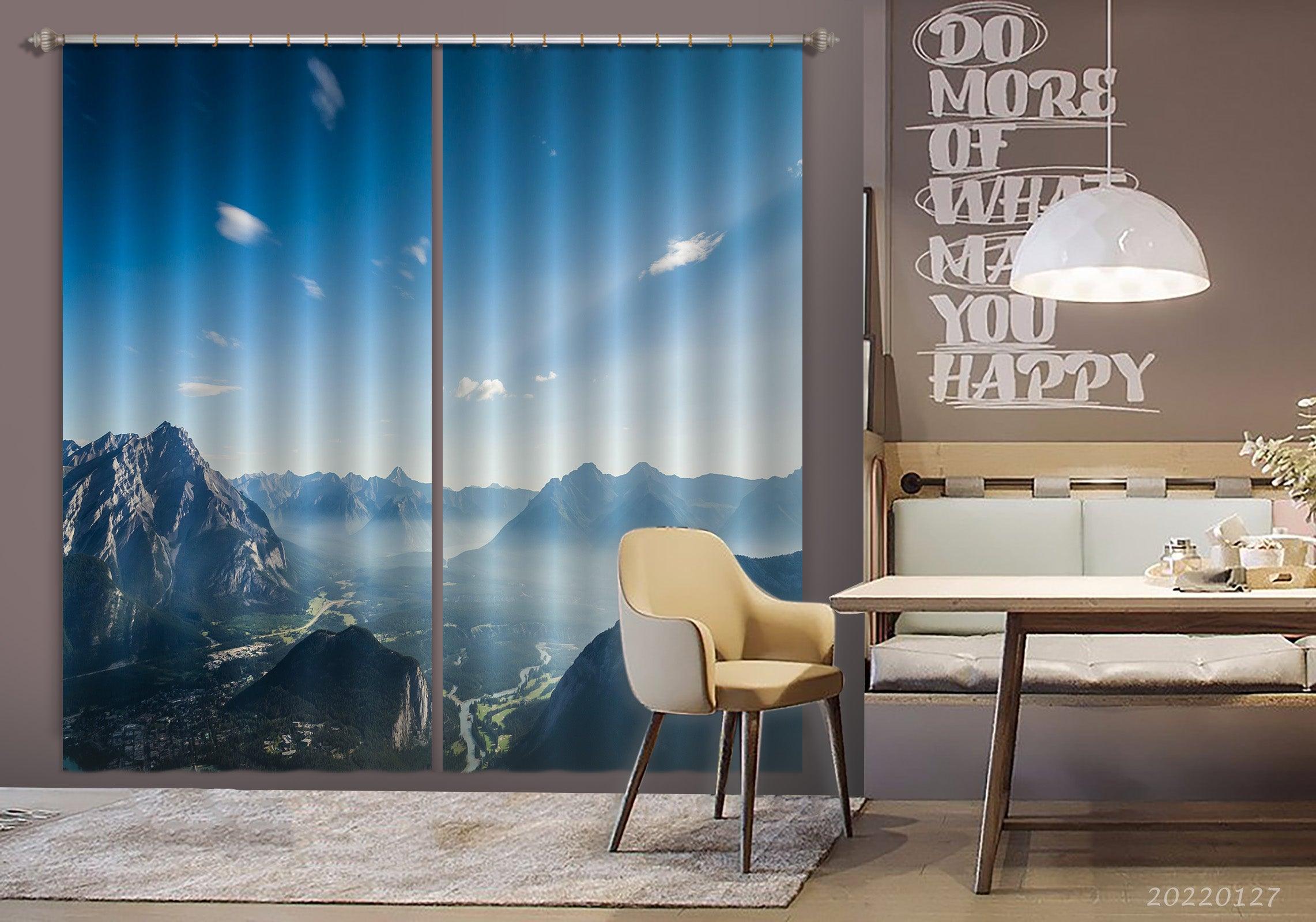 3D Peak River Fog Scenery Curtains and Drapes GD 1524- Jess Art Decoration
