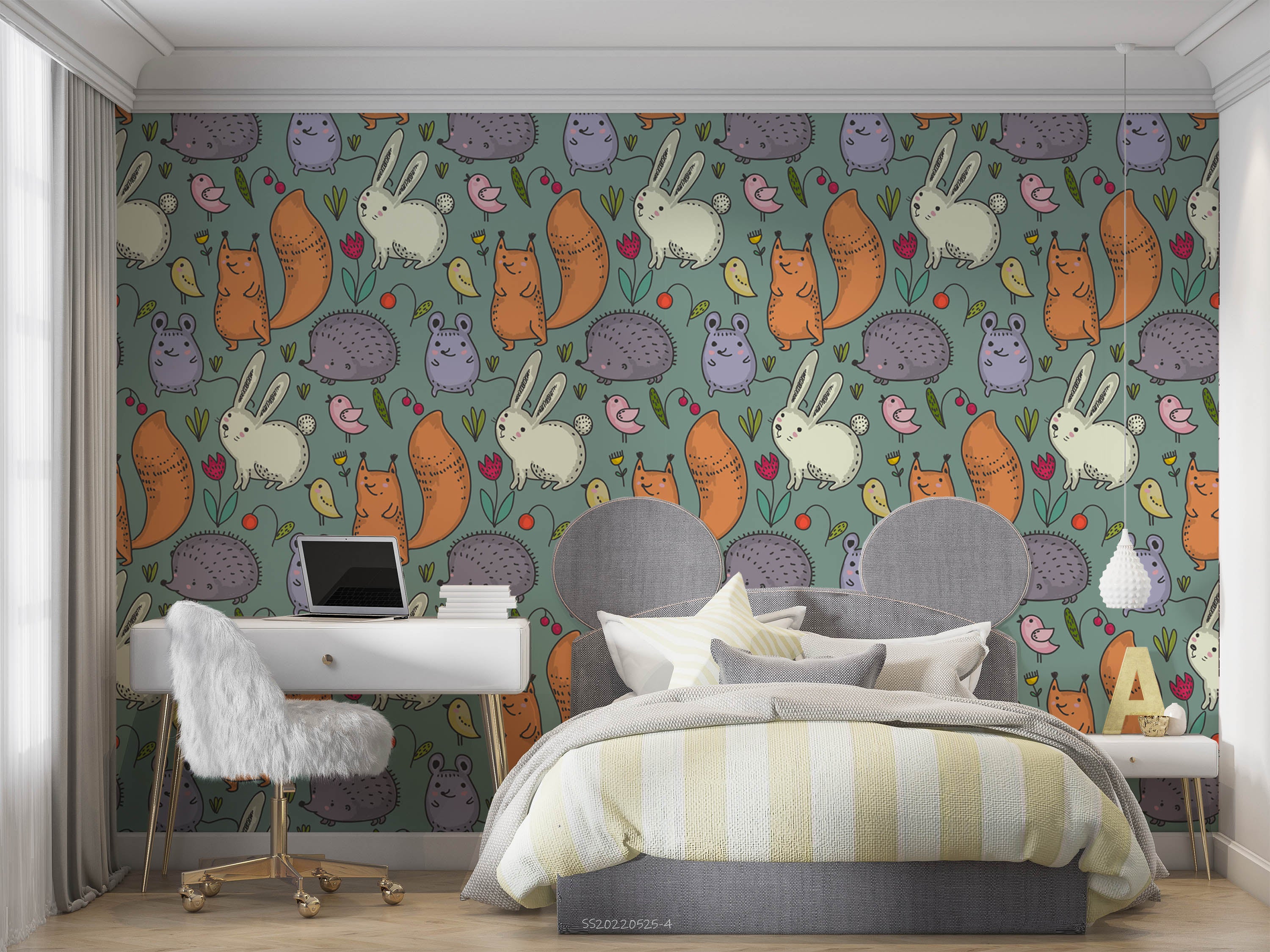 3D Cartoon Cute Small Animal Bird Floral Wall Mural Wallpaper GD 666- Jess Art Decoration
