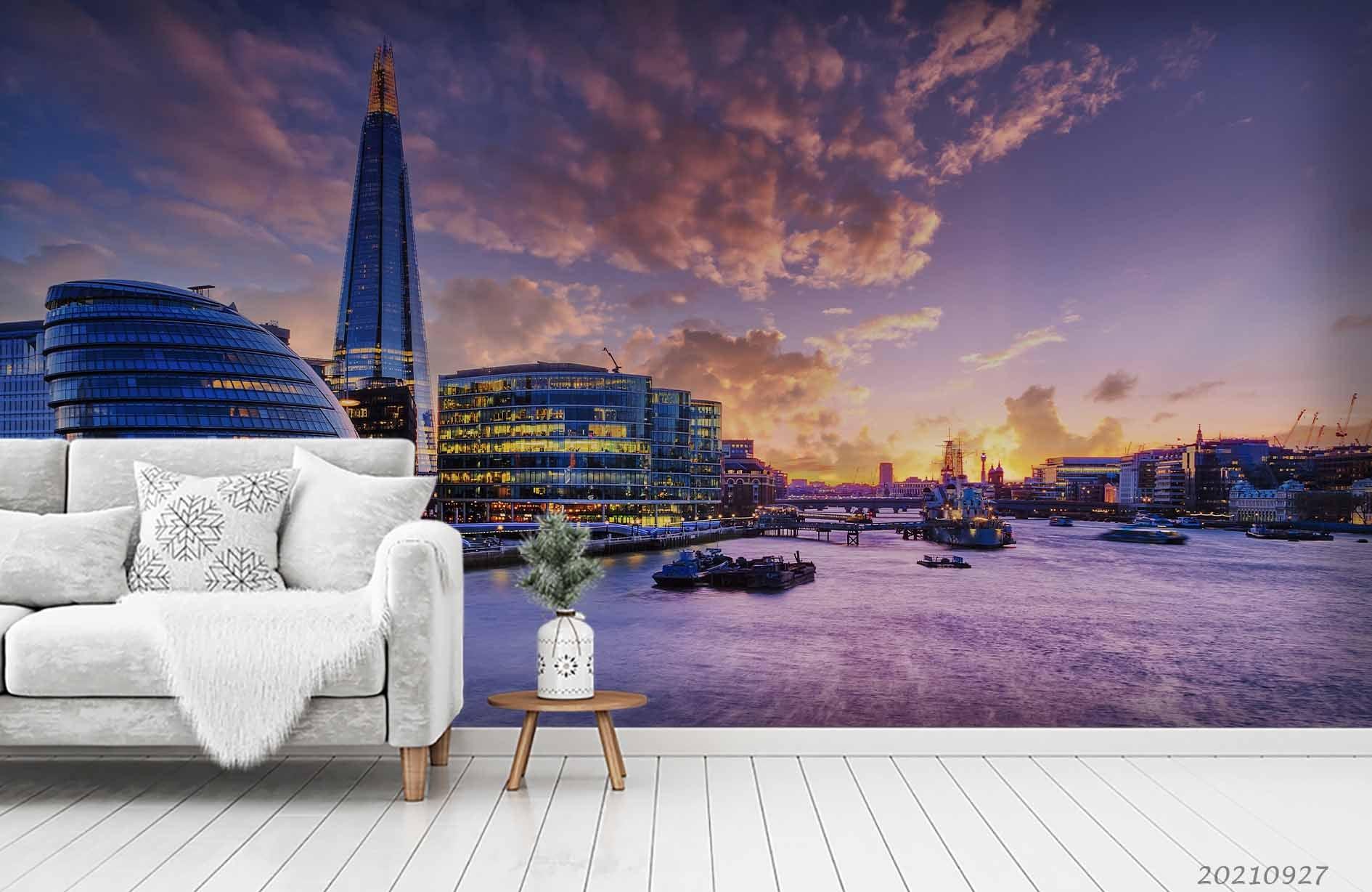 3D Modern City Building Night View Wall Mural Wallpaper LQH 267- Jess Art Decoration