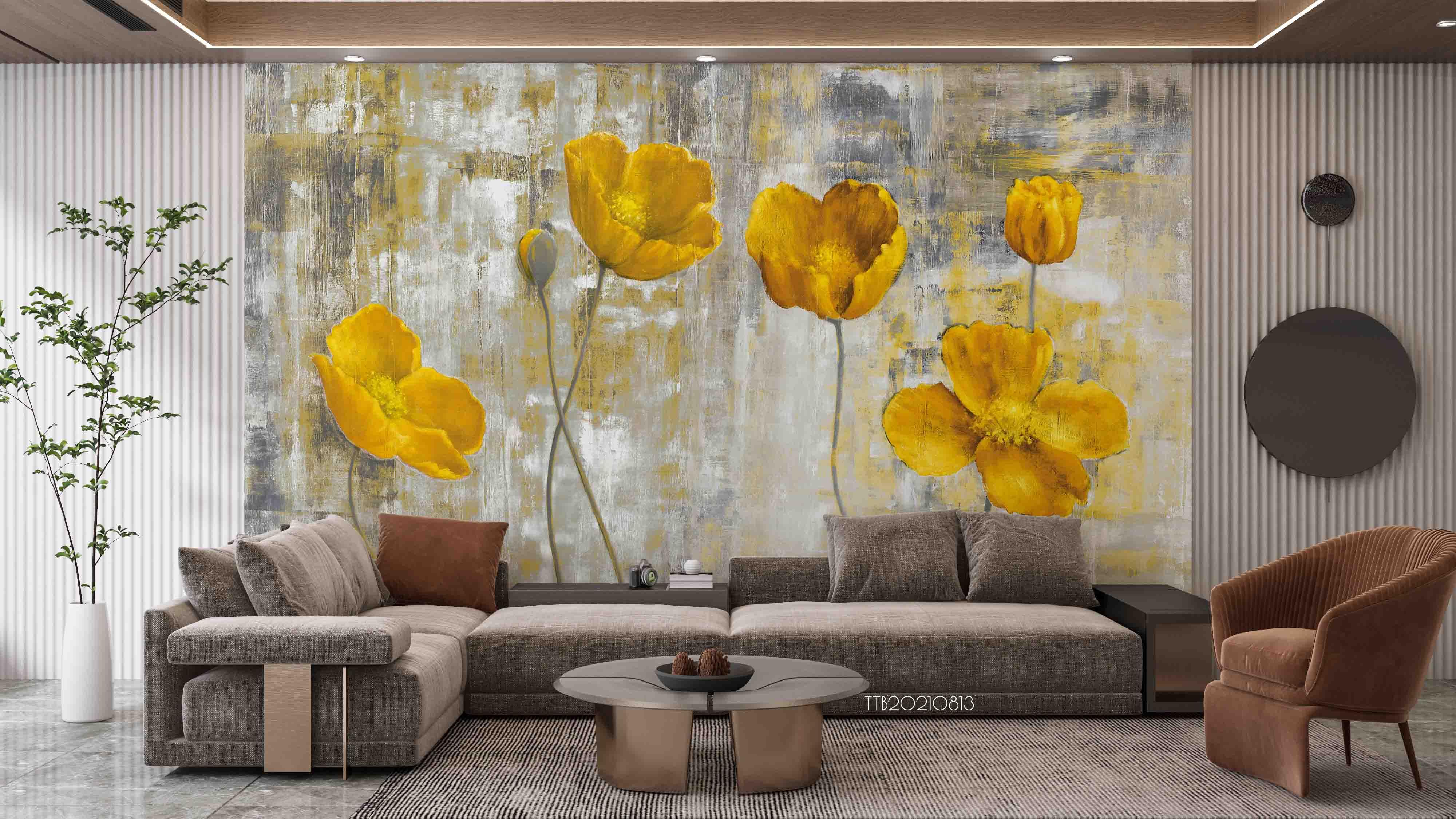 3D European Style Golden Floral Retro Wall Mural Wallpaper 5077- Jess Art Decoration