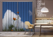 3D Orange Flower Blue Sky White Cloud Curtains and Drapes GD 1049- Jess Art Decoration