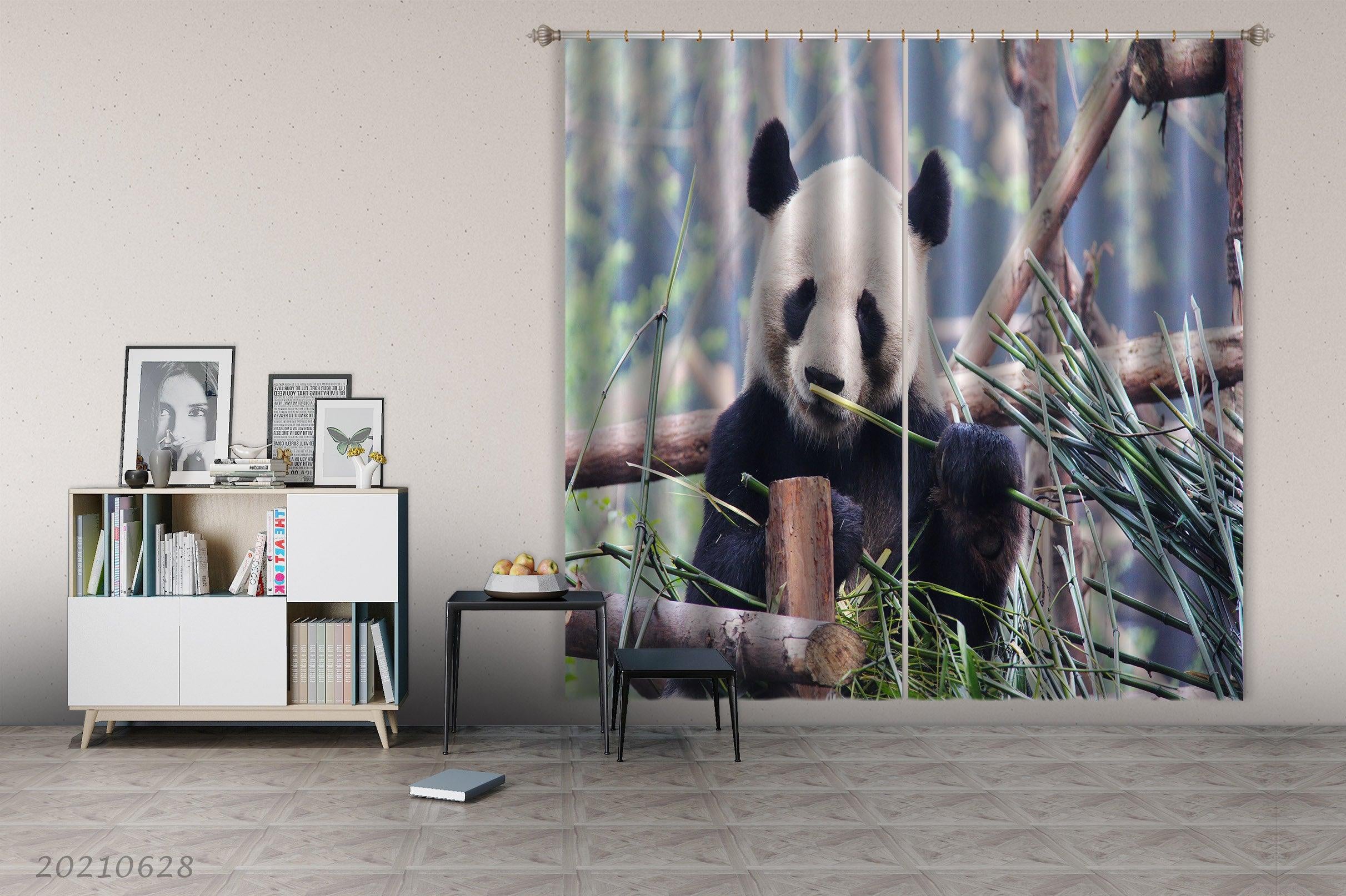 3D Wild Animal Panda Zoo Curtains and Drapes LQH 90- Jess Art Decoration