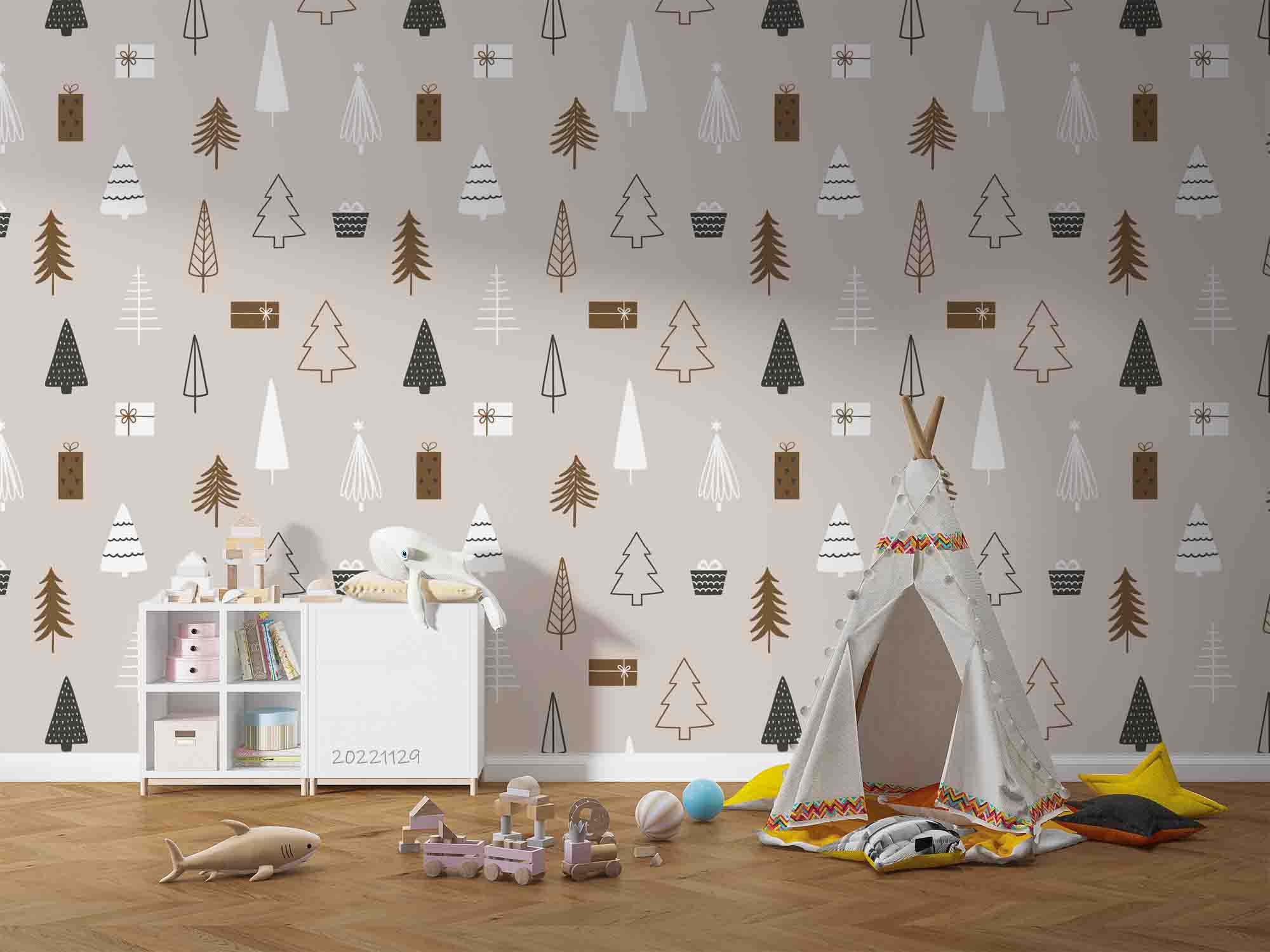 3D Christmas Season Pine Tree Wall Mural Wallpaper GD 2083- Jess Art Decoration