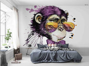 3D Monkey Sunglasses playful monkey portrait mural wall mural wallpaper for kids room - view 8