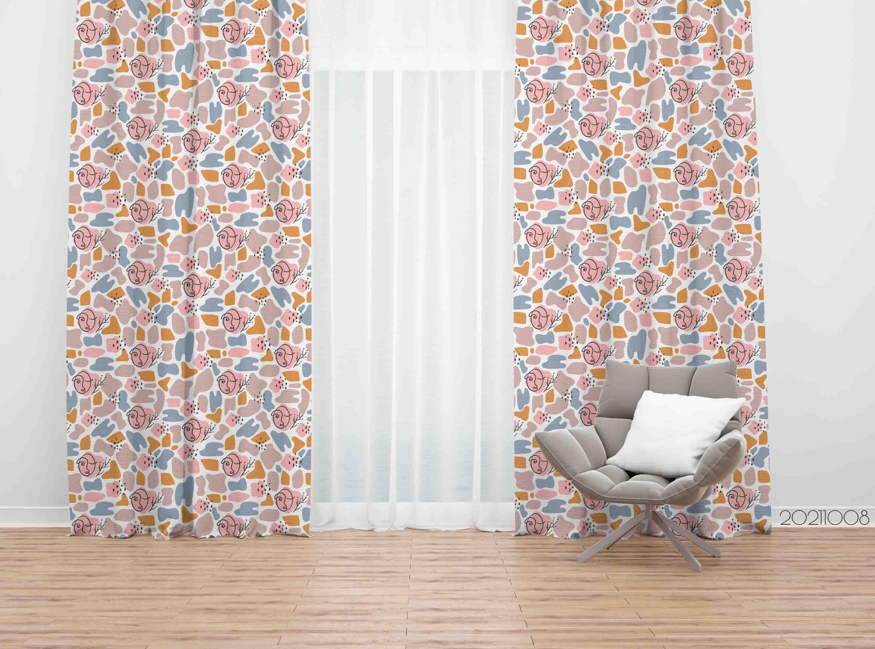 3D Abstract Color Floral Shape Curtains and Drapes LQH 10- Jess Art Decoration
