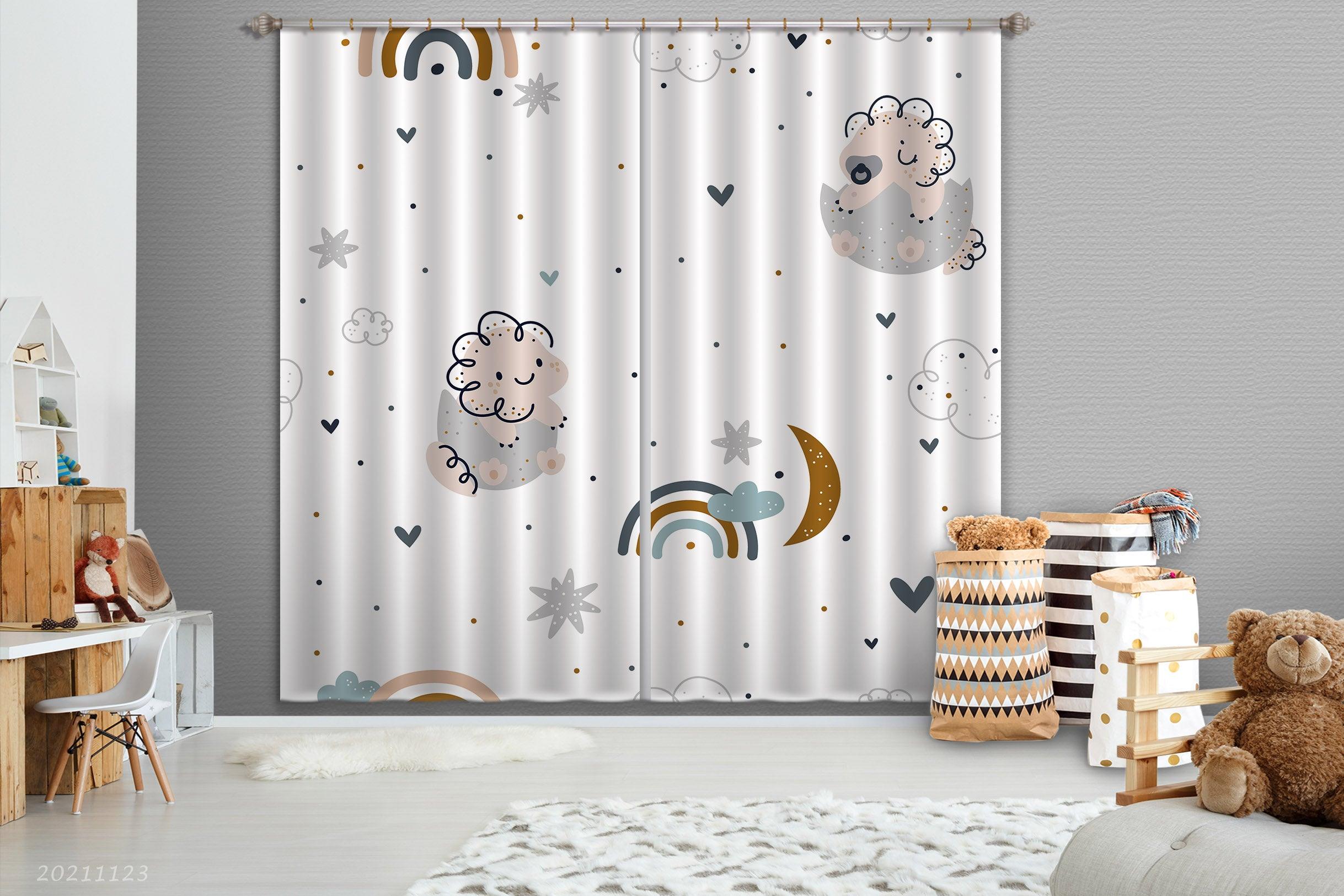 3D Cartoon Cloud Sun Moon Star Curtains and Drapes LQH 181- Jess Art Decoration