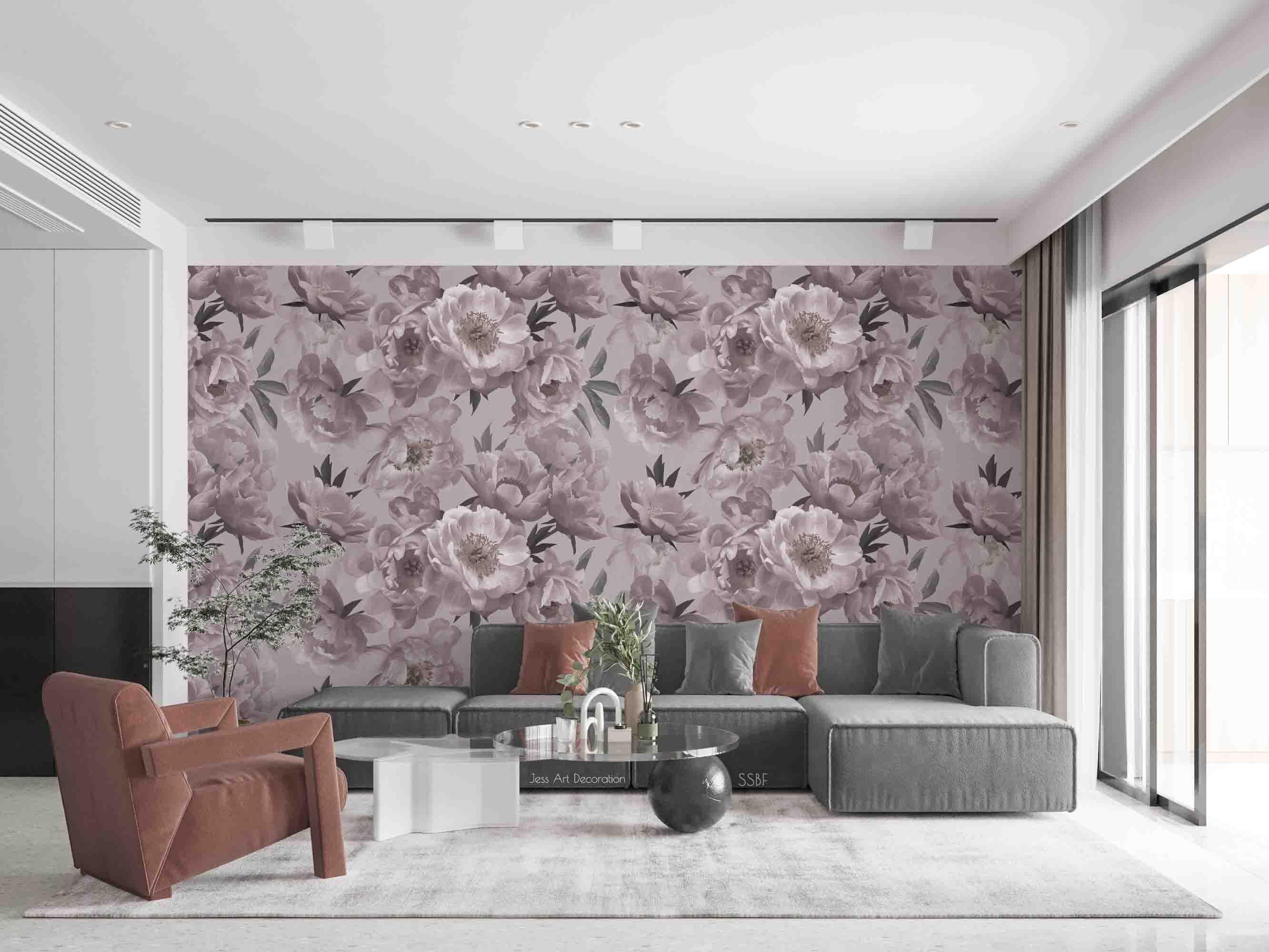 3D Vintage Watercolor Baroque Art Blooming Lilac Peony Background Wall Mural Wallpaper GD 3577- Jess Art Decoration