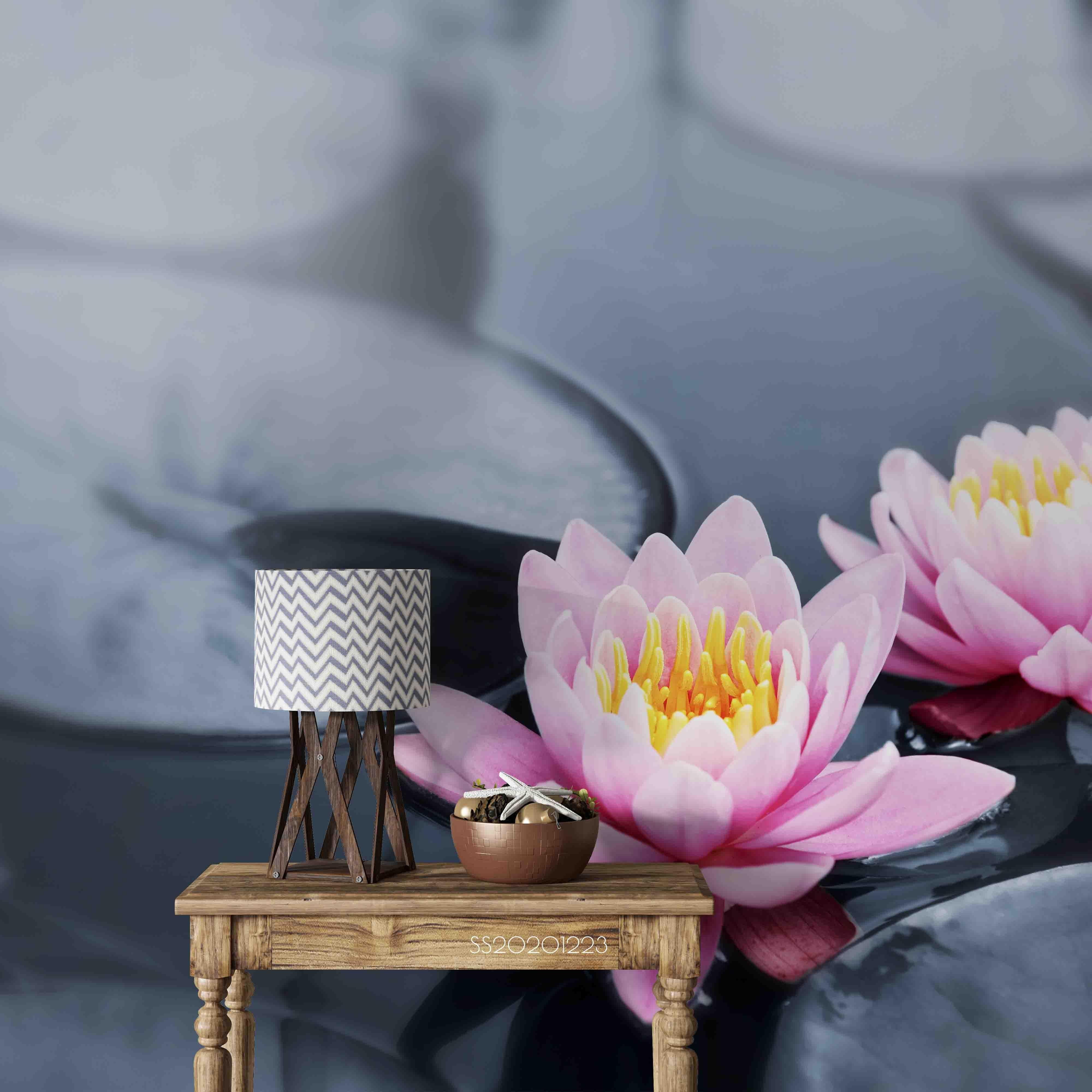 3D Lake Pink Lotus Floral Wall Mural Wallpaper LQH 126- Jess Art Decoration