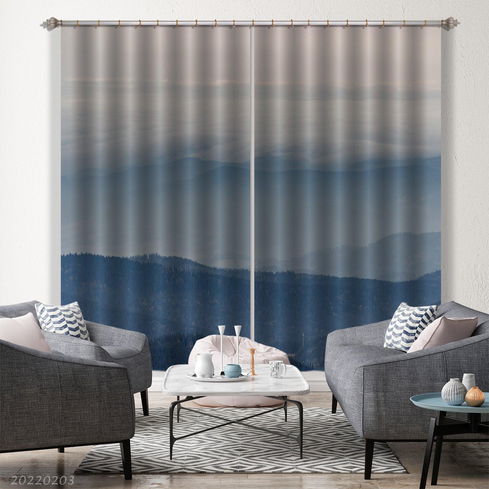 3D Mountain Woods Misty Curtains and Drapes GD 955- Jess Art Decoration