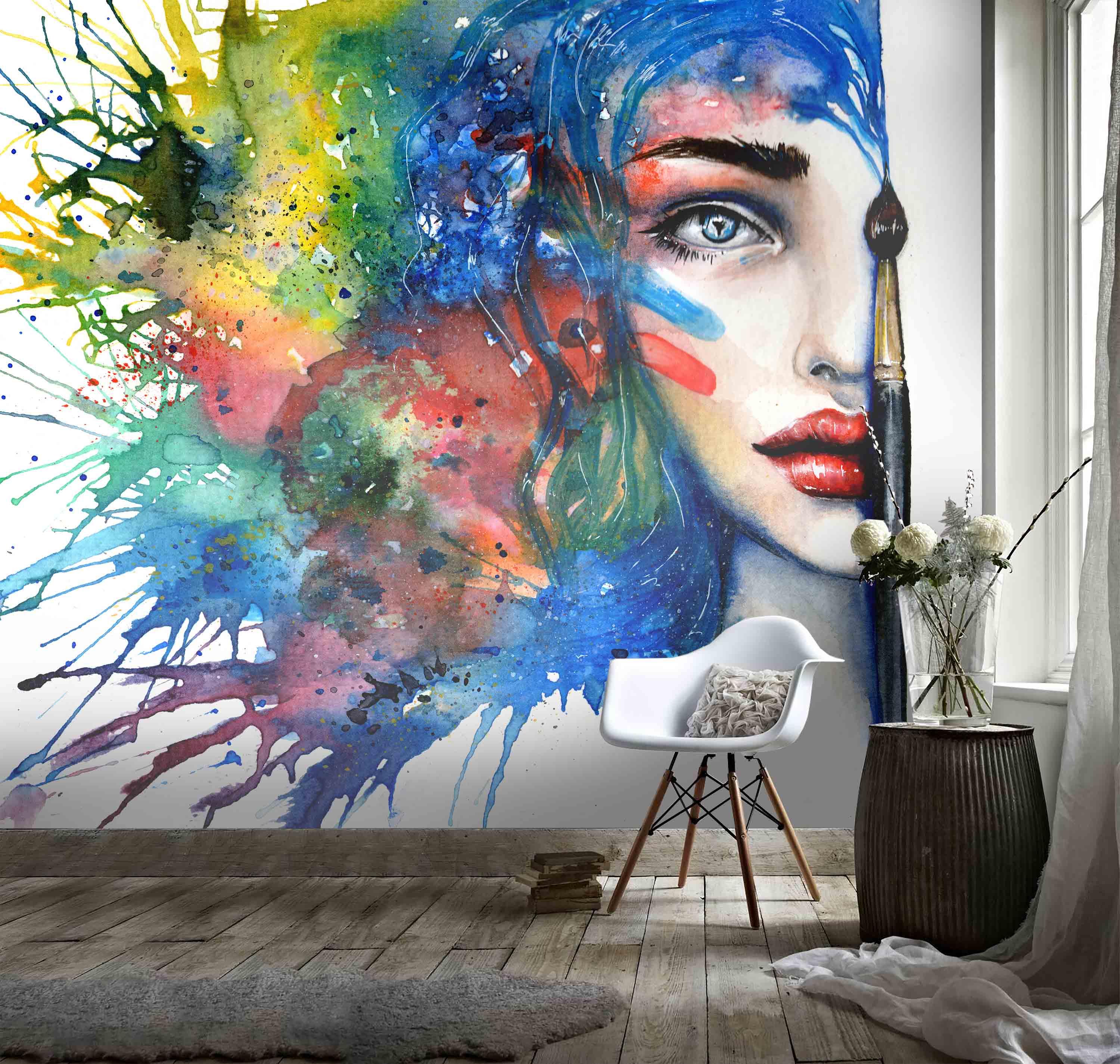 3D Abstract Oil Painting Colorful Characters  Wall Mural Wallpaper 63- Jess Art Decoration