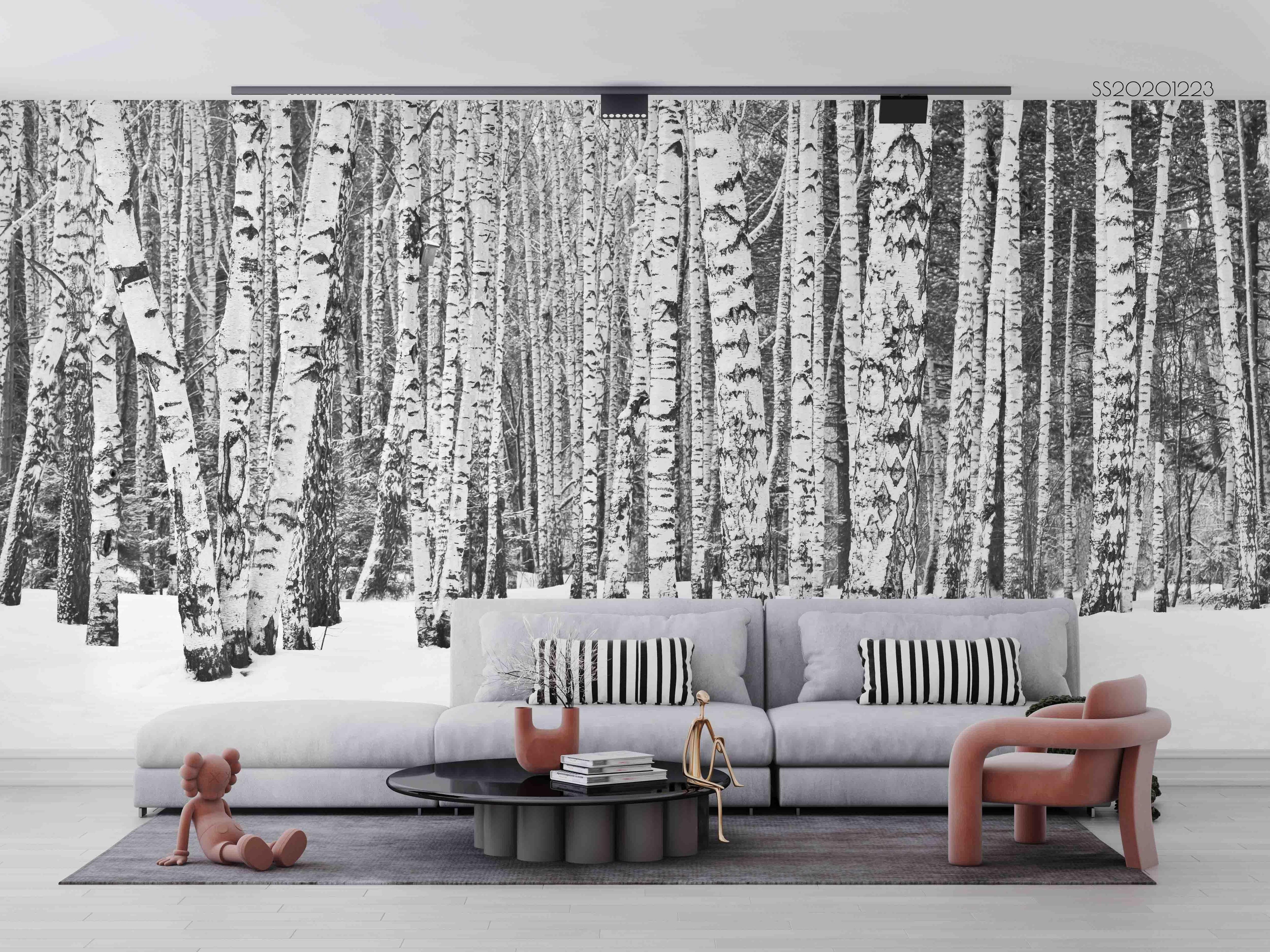 3D Hand Drawn Birch Forest Wall Mural Wallpaper LQH 18- Jess Art Decoration