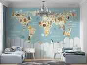 3D World Map Kids Wall Mural Wallpaper LQH 782- Jess Art Decoration