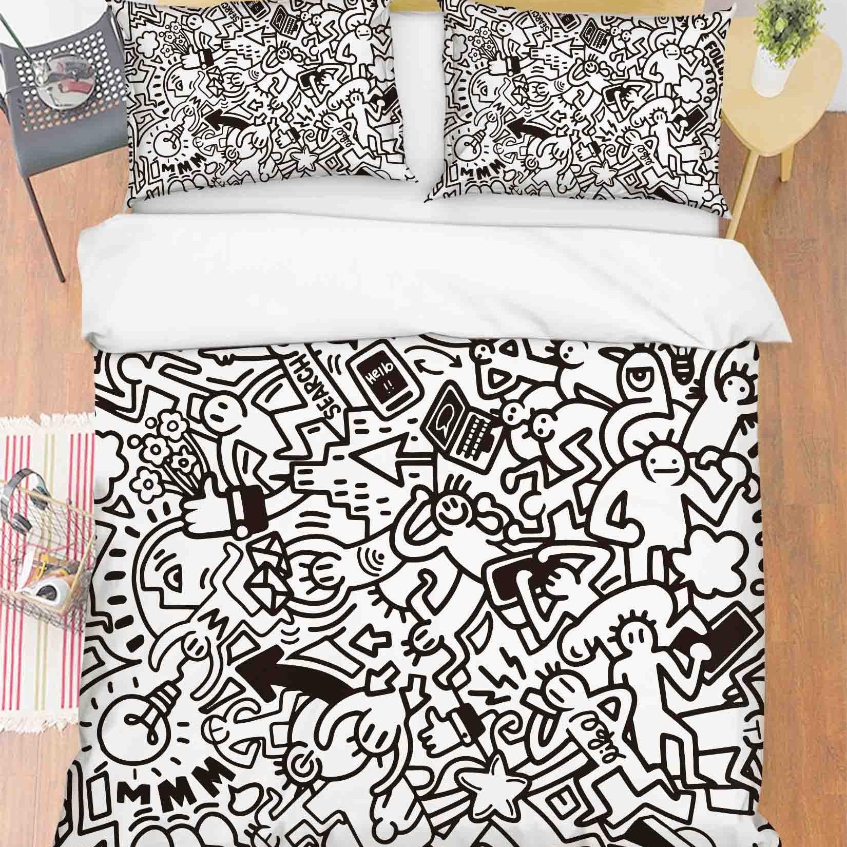 3D Abstract Illustration Art Doodle Quilt Cover Set Bedding Set Duvet Cover Pillowcases 96- Jess Art Decoration