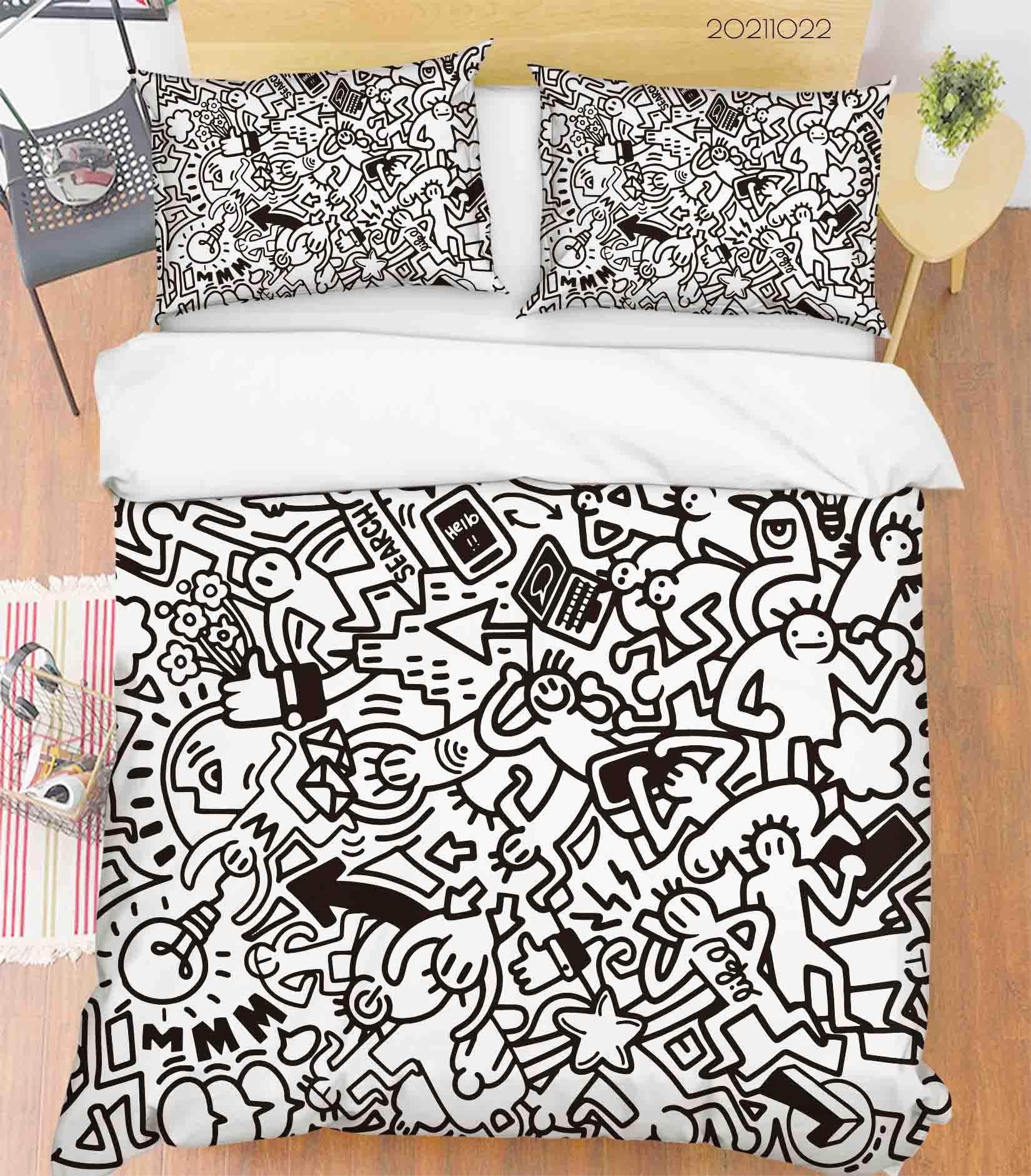 3D Abstract Illustration Art Doodle Quilt Cover Set Bedding Set Duvet Cover Pillowcases 96- Jess Art Decoration