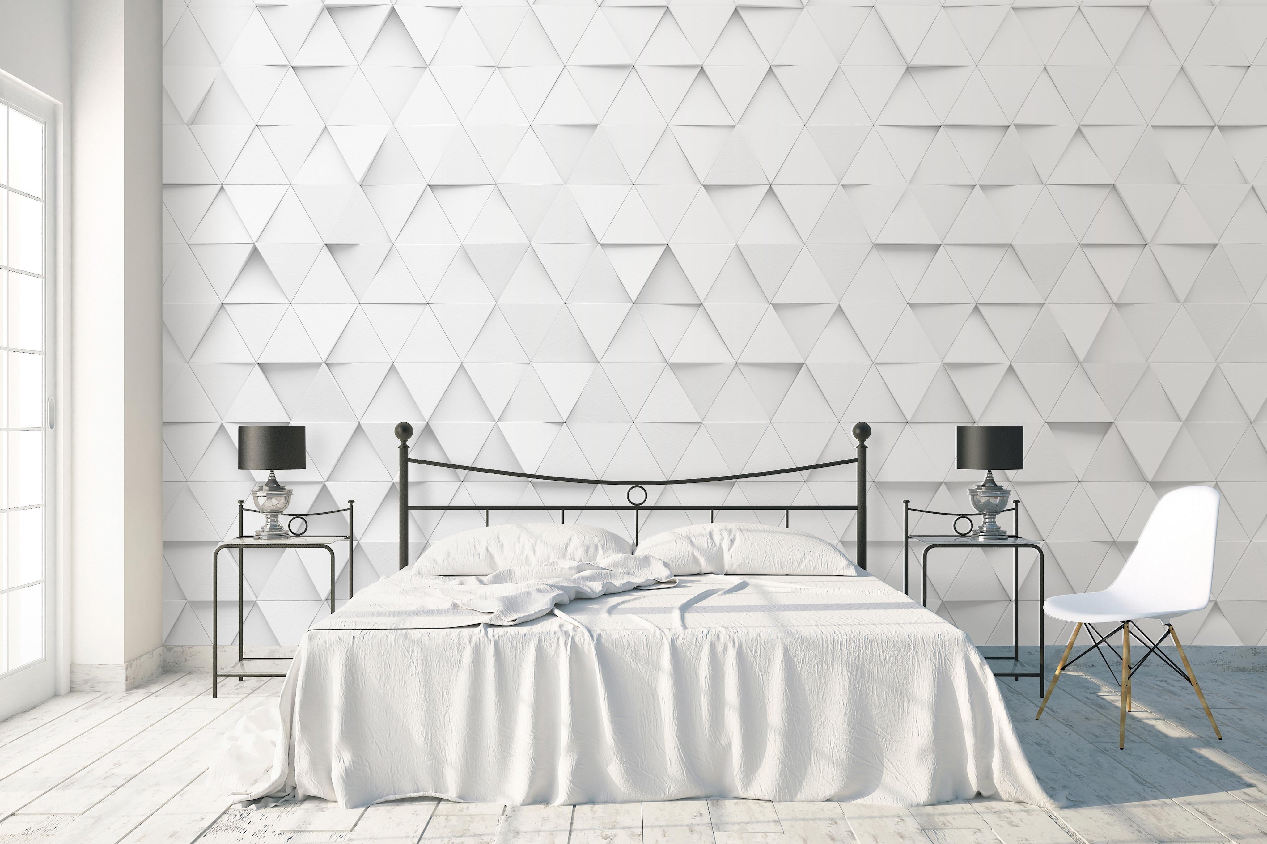 3D white geometry triangle wall mural wallpaper 37- Jess Art Decoration