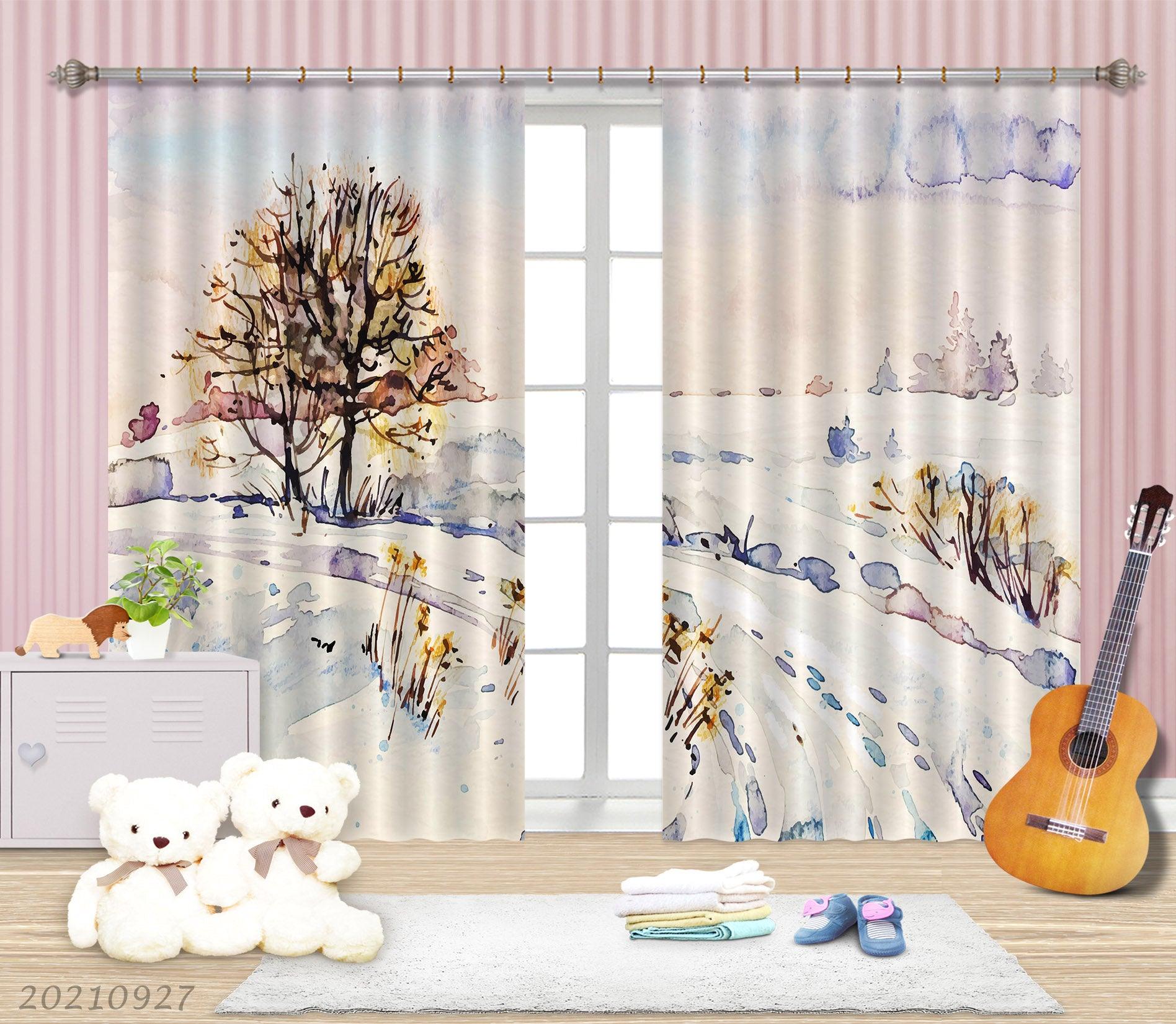 3D Landscape Oil Painting Curtains and Drapes LQH 180- Jess Art Decoration