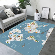 3D World Map Blue Non-Slip Rug Mat 160- Jess Art Decoration