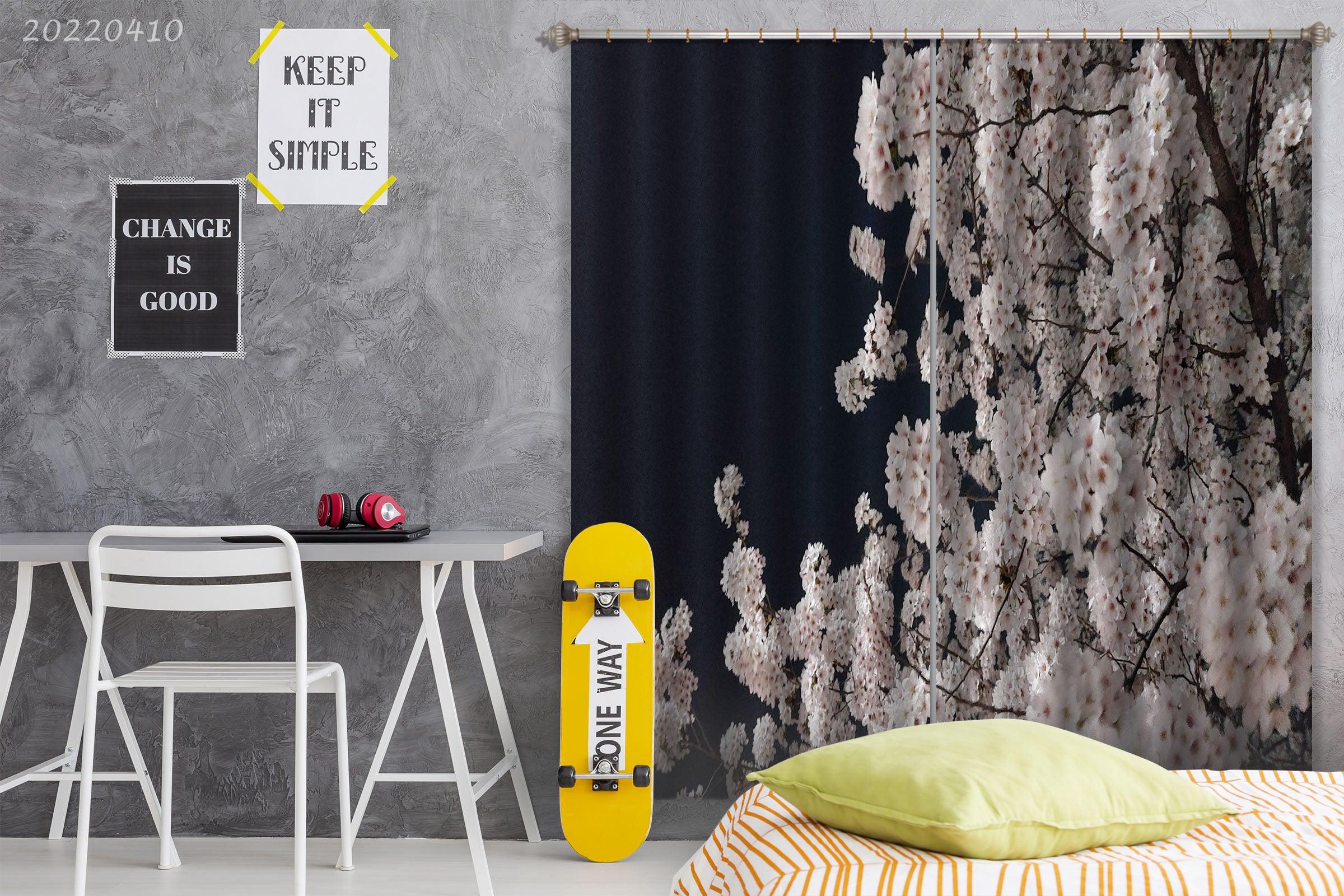 3D Spring Bloom Cherry Blossom Branch Curtains and Drapes GD 3910- Jess Art Decoration