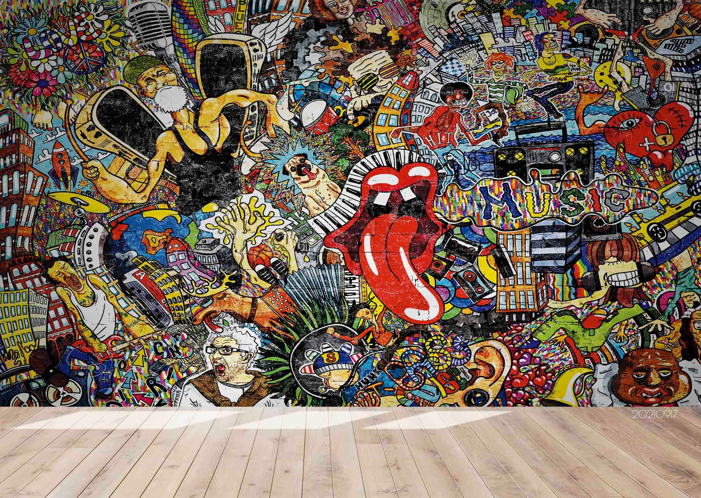 3D Abstract Color Graffiti Wall Mural Wallpaper LQH 127- Jess Art Decoration