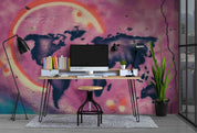 3D Abstract Pink Map Graffiti Wall Mural Wallpaper LQH 110- Jess Art Decoration