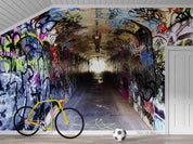 3D Tunnel Abstract Graffiti World Wall Mural Wallpaper 5104- Jess Art Decoration