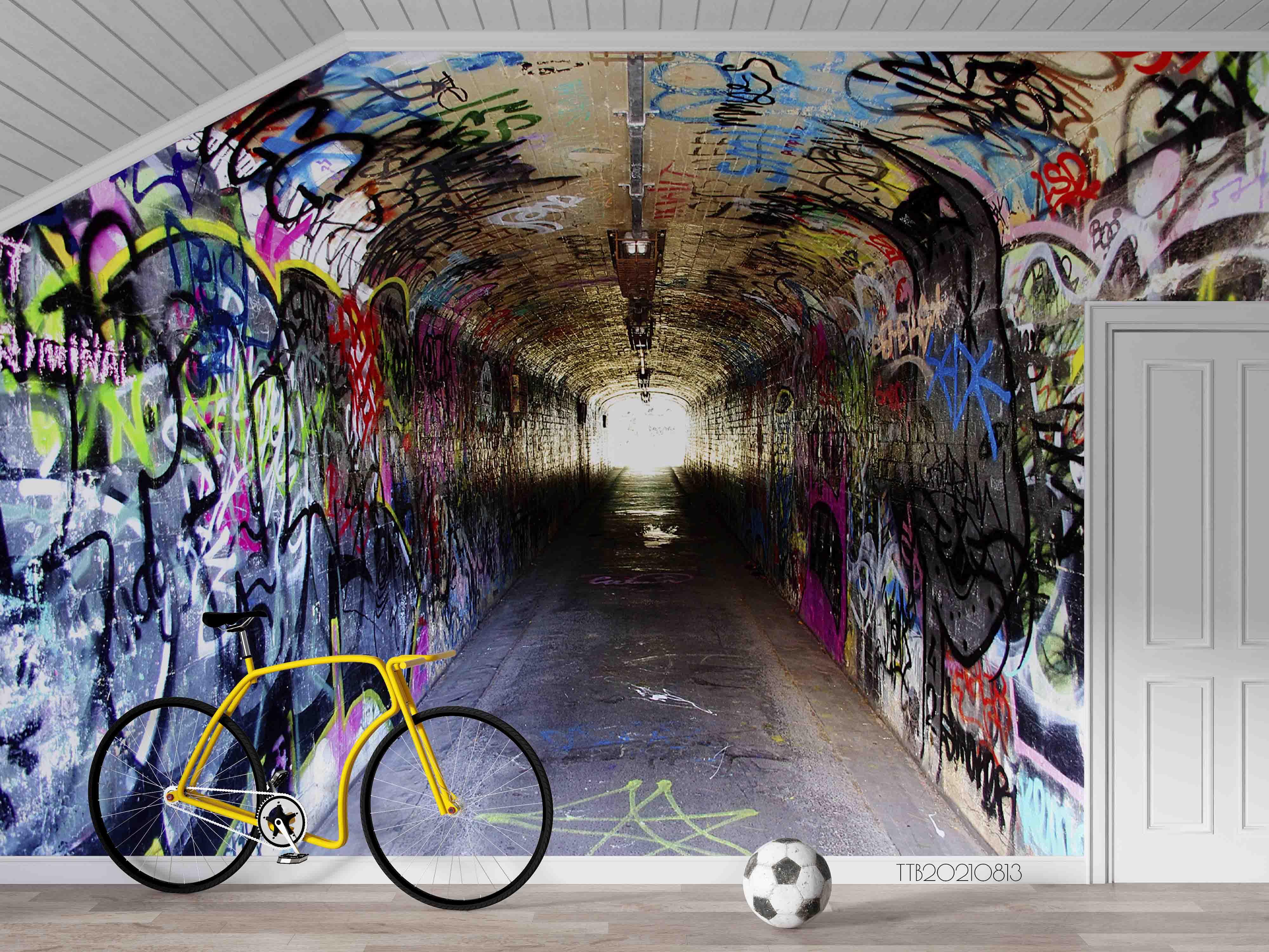 3D Tunnel Abstract Graffiti World Wall Mural Wallpaper 5104- Jess Art Decoration