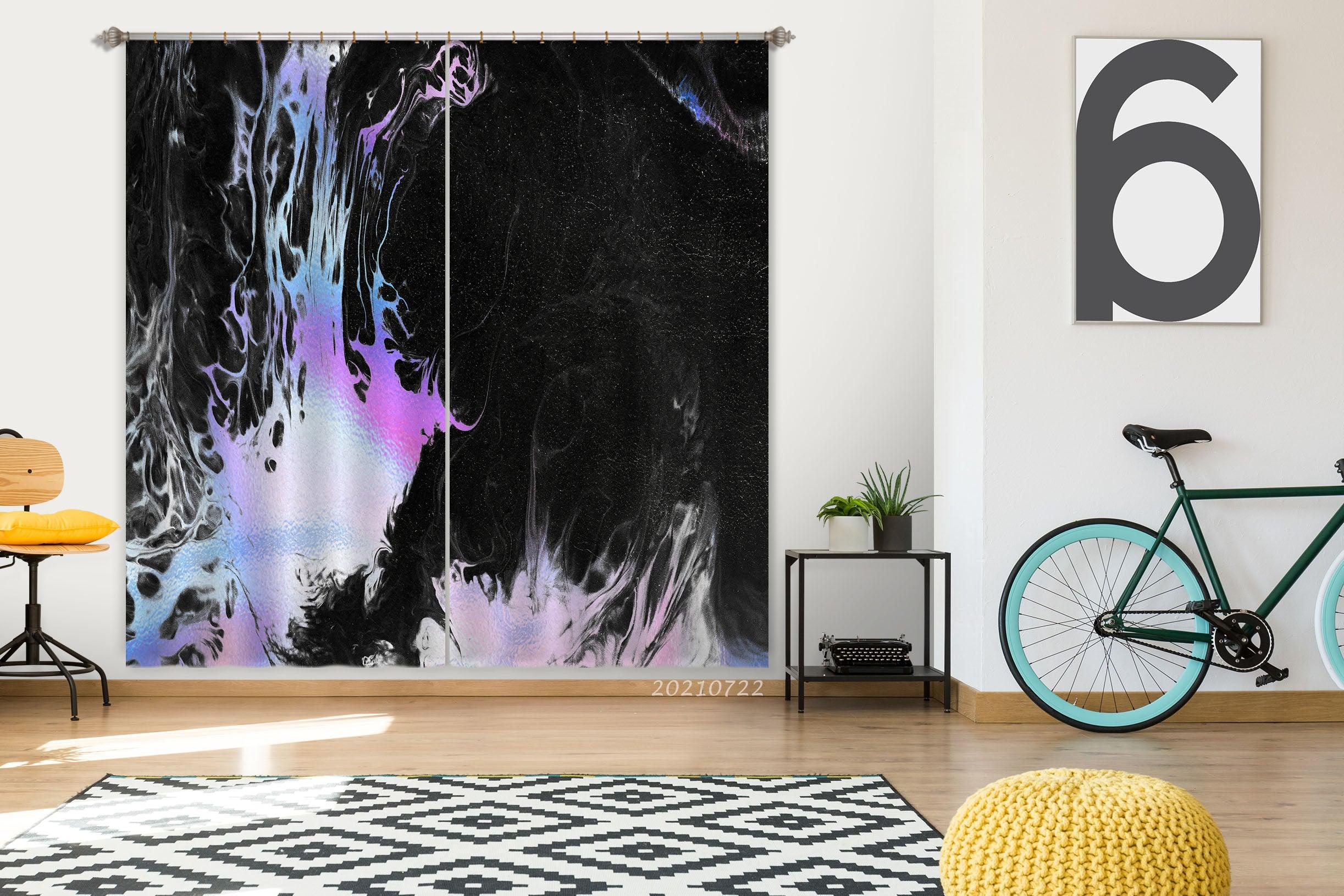 3D Abstract Black Marble Texture Curtains and Drapes LQH 522- Jess Art Decoration